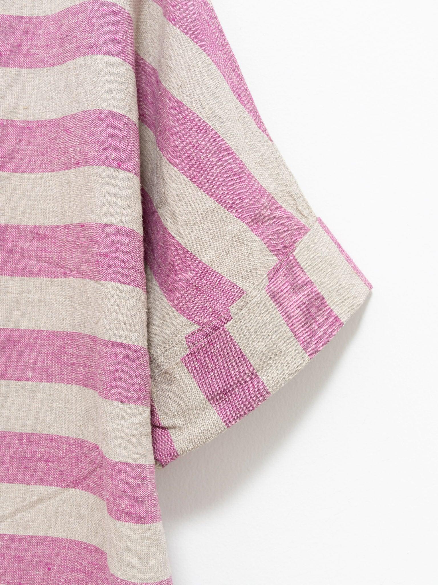 Namu Shop - Ichi Antiquites Linen Silk Border Pullover - Natural x Pink