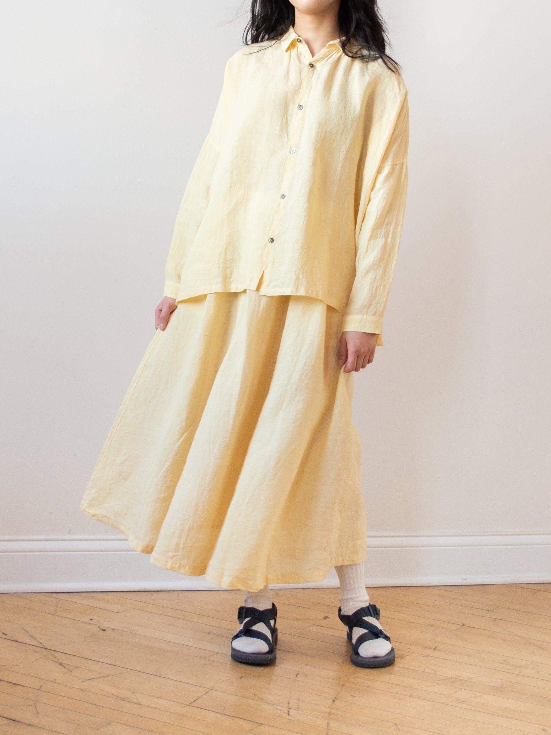 Namu Shop - Ichi Antiquites Linen Skirt - Yellow