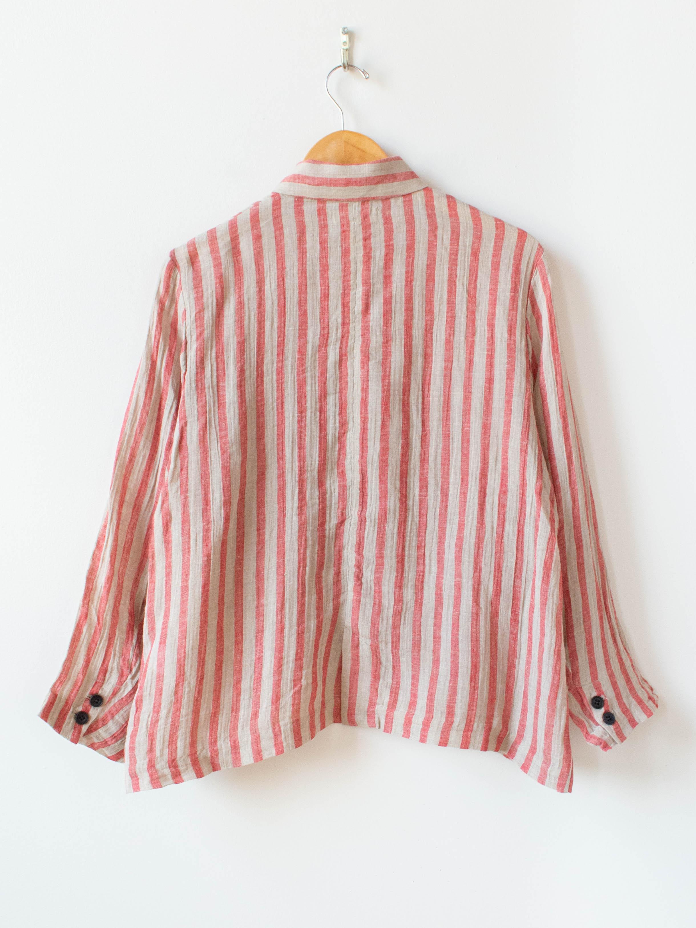 Namu Shop - Ichi Antiquites Linen Stripe Jacket - Natural x Red