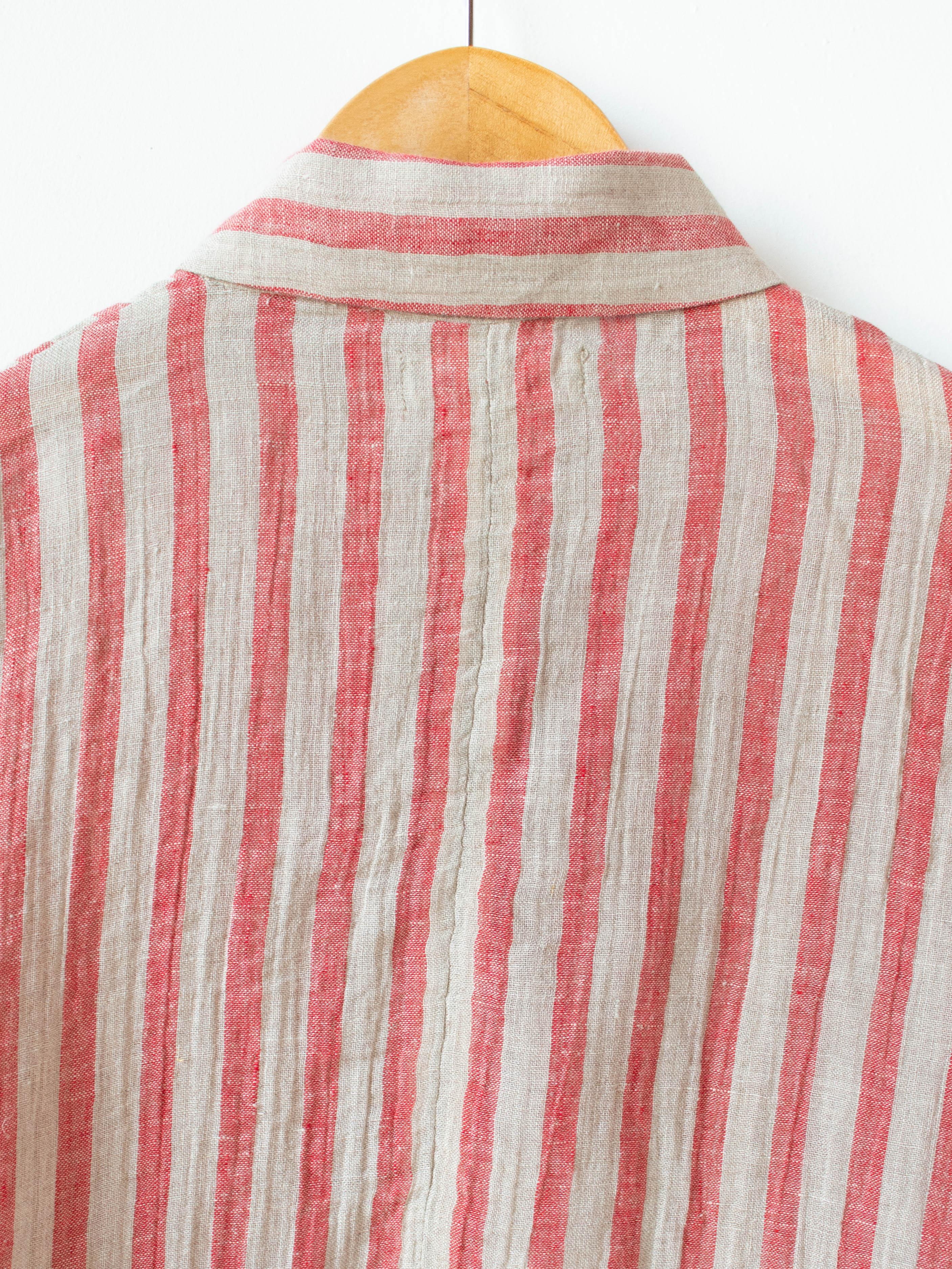 Namu Shop - Ichi Antiquites Linen Stripe Jacket - Natural x Red