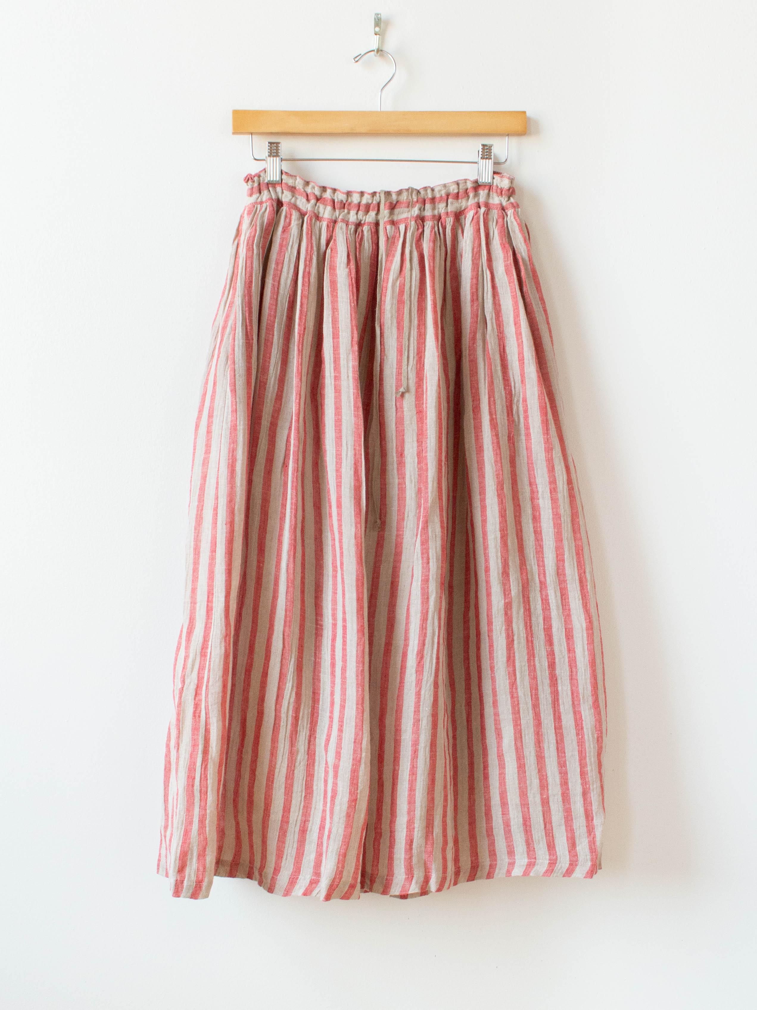 Namu Shop - Ichi Antiquites Linen Stripe Skirt - Natural x Red