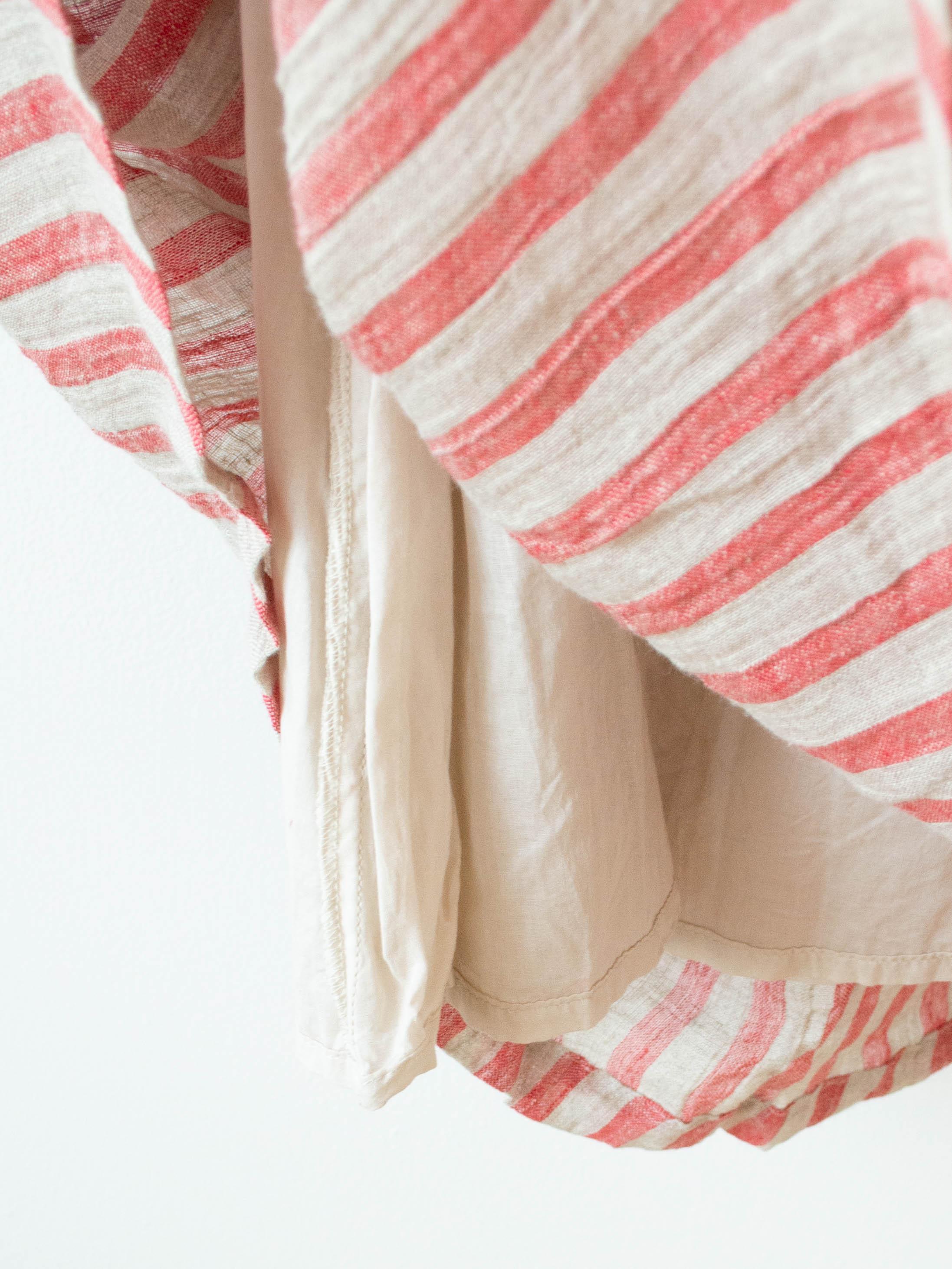 Namu Shop - Ichi Antiquites Linen Stripe Skirt - Natural x Red