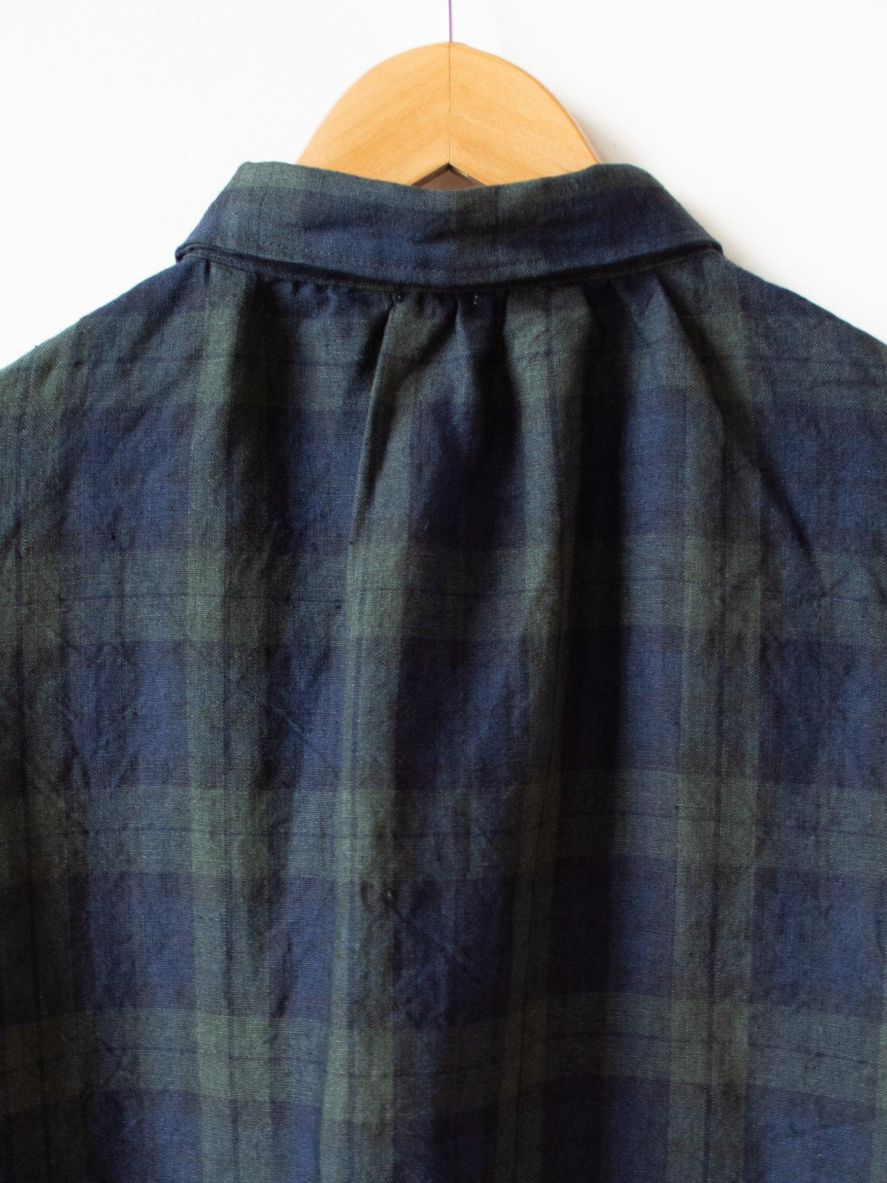 Namu Shop - Ichi Antiquites Linen Tartan BD Dress - Olive x Navy