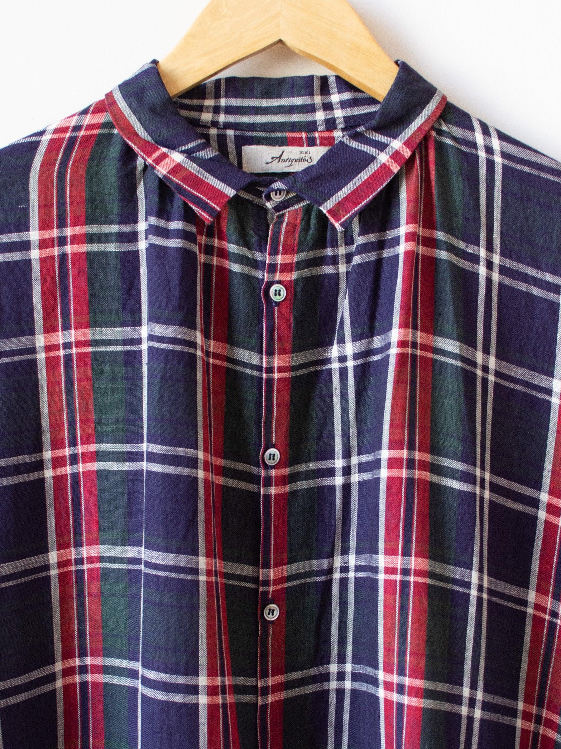Namu Shop - Ichi Antiquites Linen Tartan Check Dress - Navy