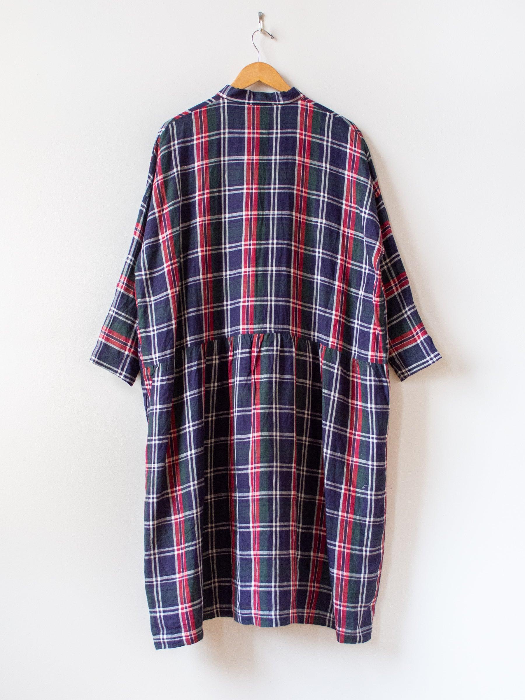 Namu Shop - Ichi Antiquites Linen Tartan Check Dress - Navy