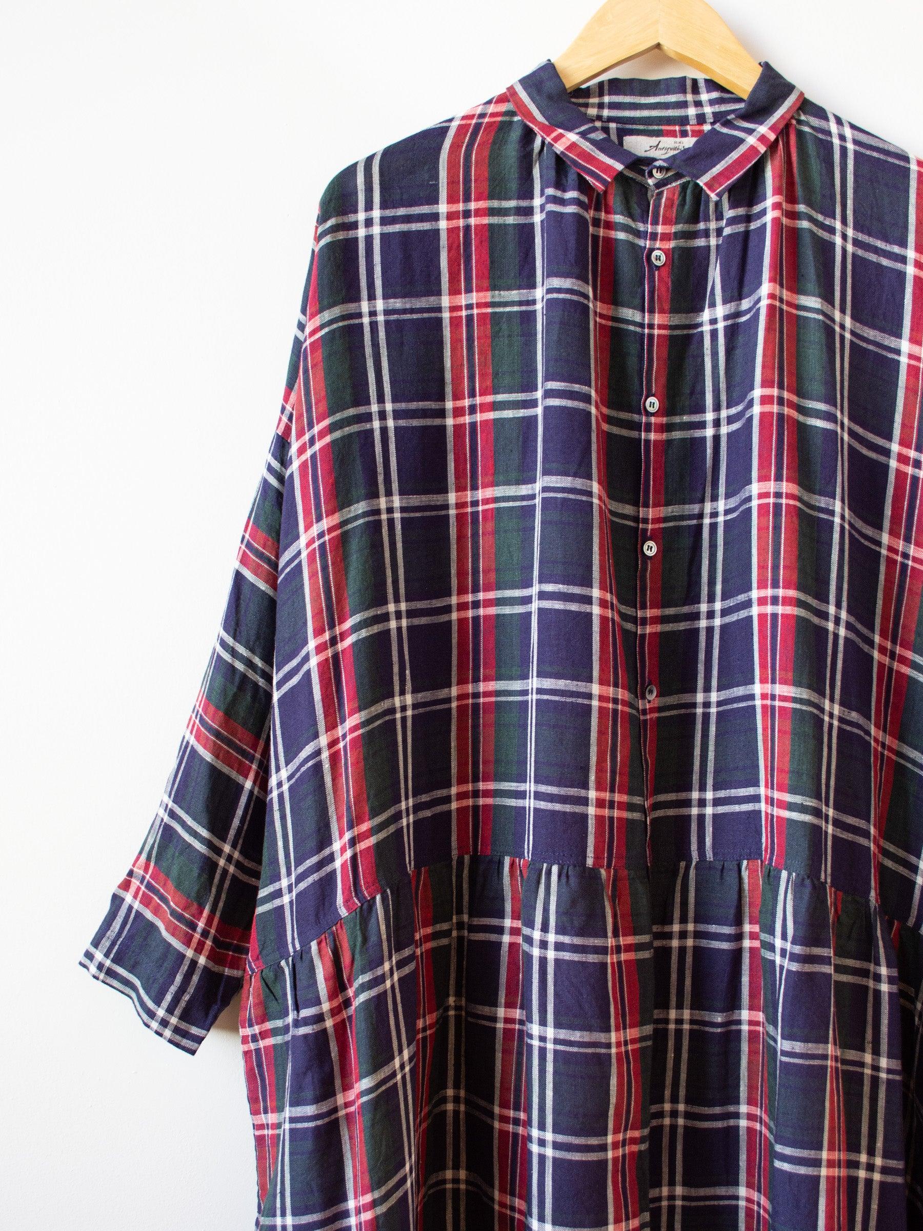 Namu Shop - Ichi Antiquites Linen Tartan Check Dress - Navy