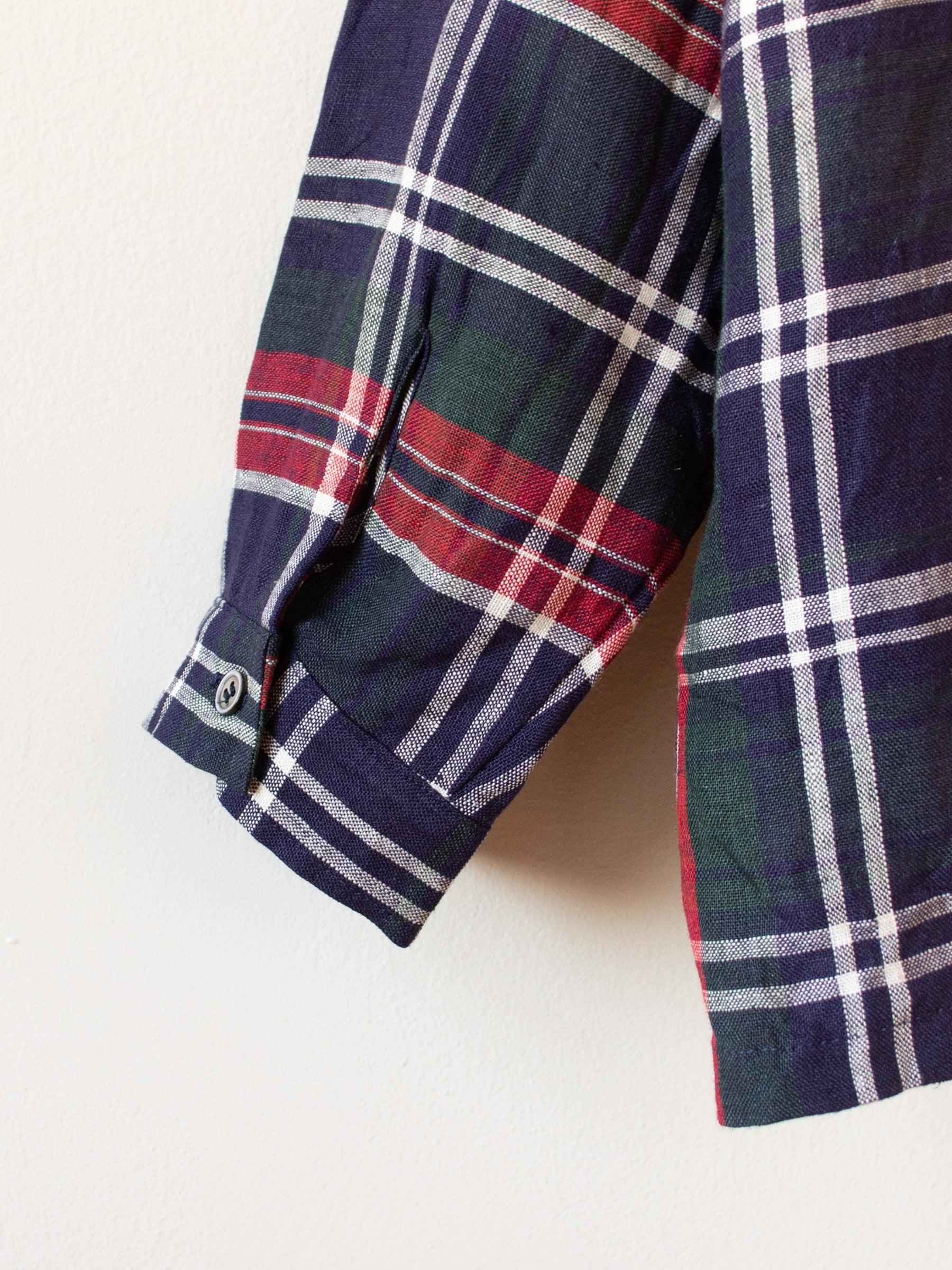 Namu Shop - Ichi Antiquites Linen Tartan Check Shirt - Navy