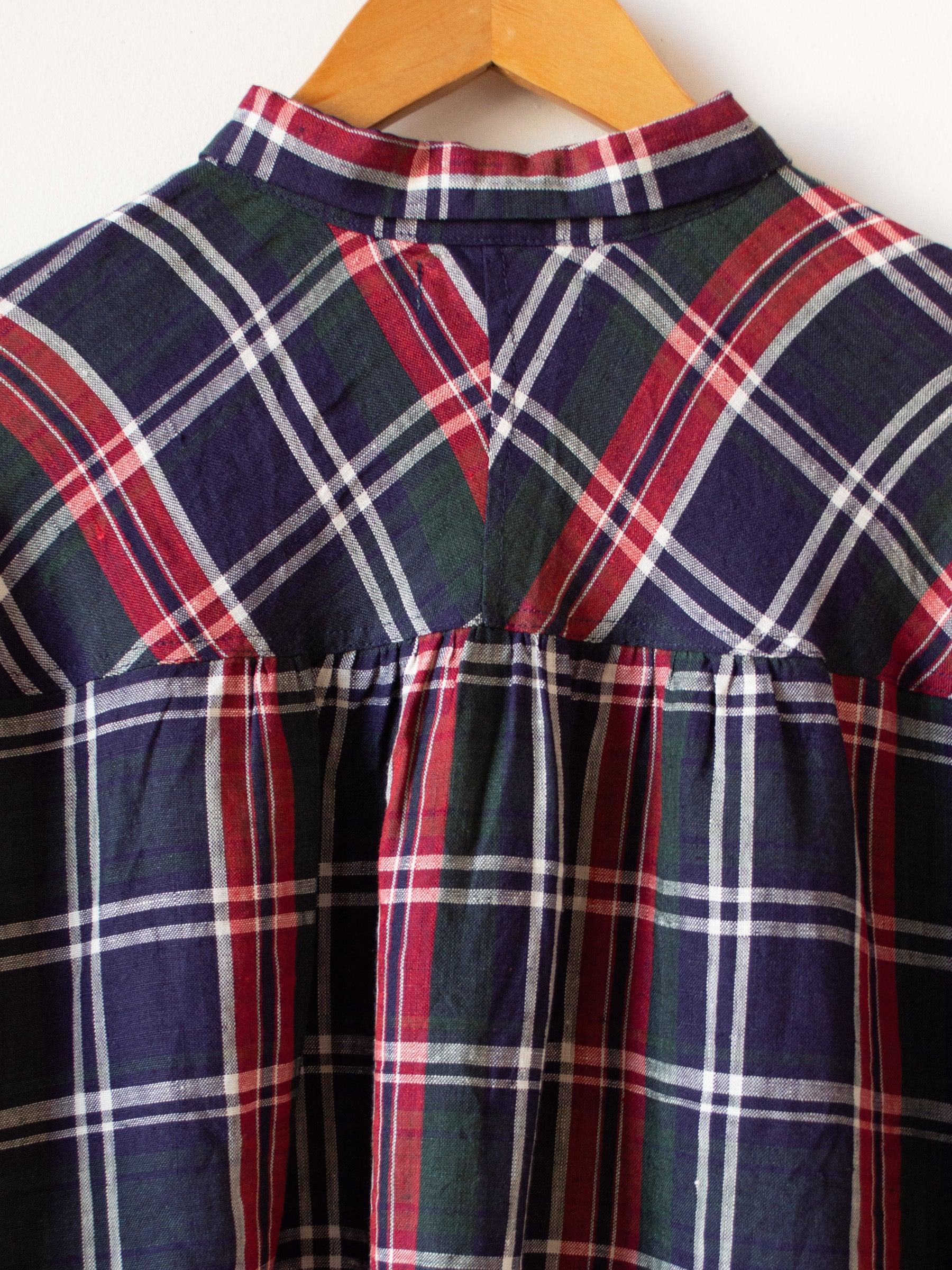 Namu Shop - Ichi Antiquites Linen Tartan Check Shirt - Navy