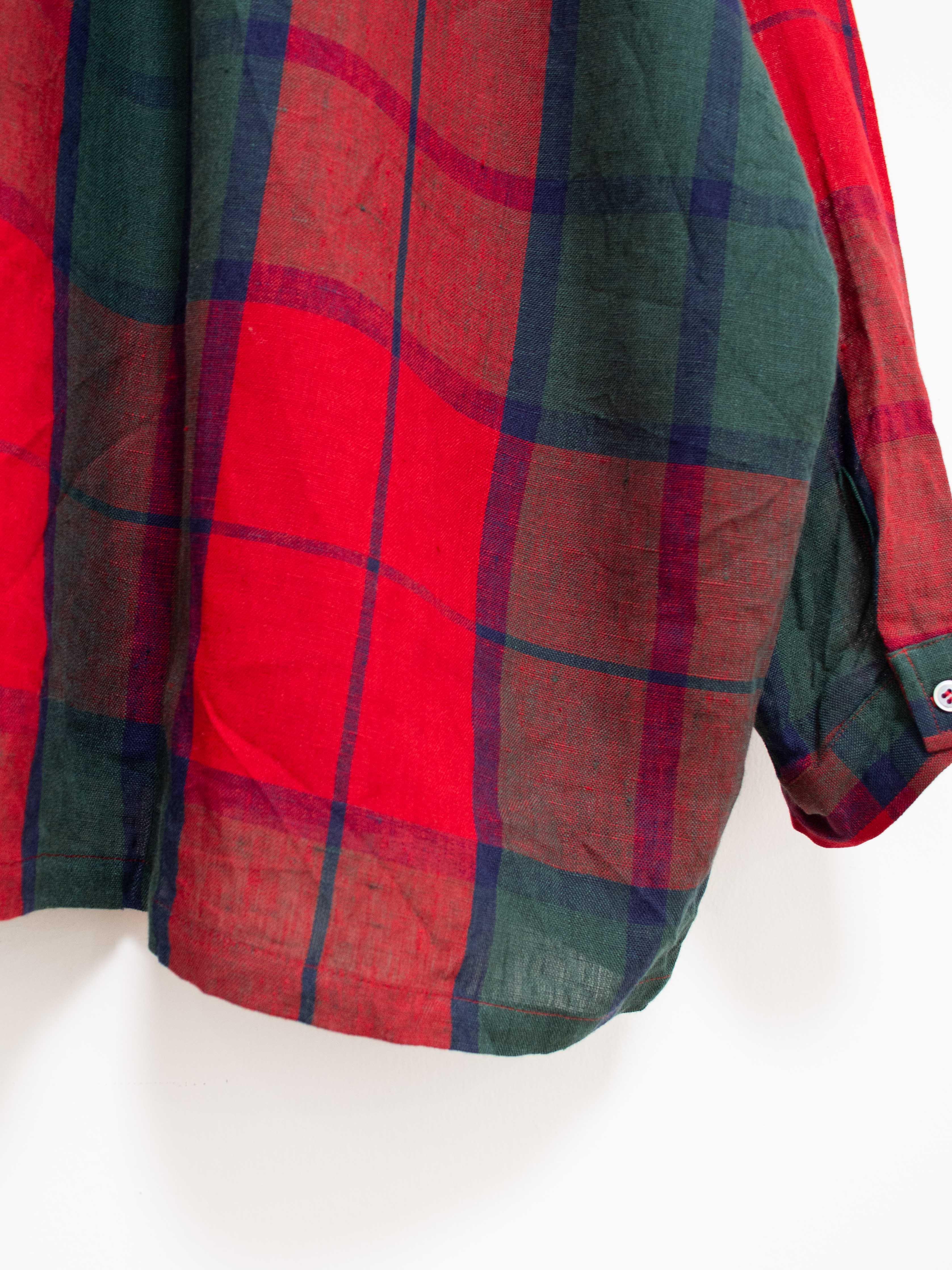 Namu Shop - Ichi Antiquites Linen Tartan Shirt - Red