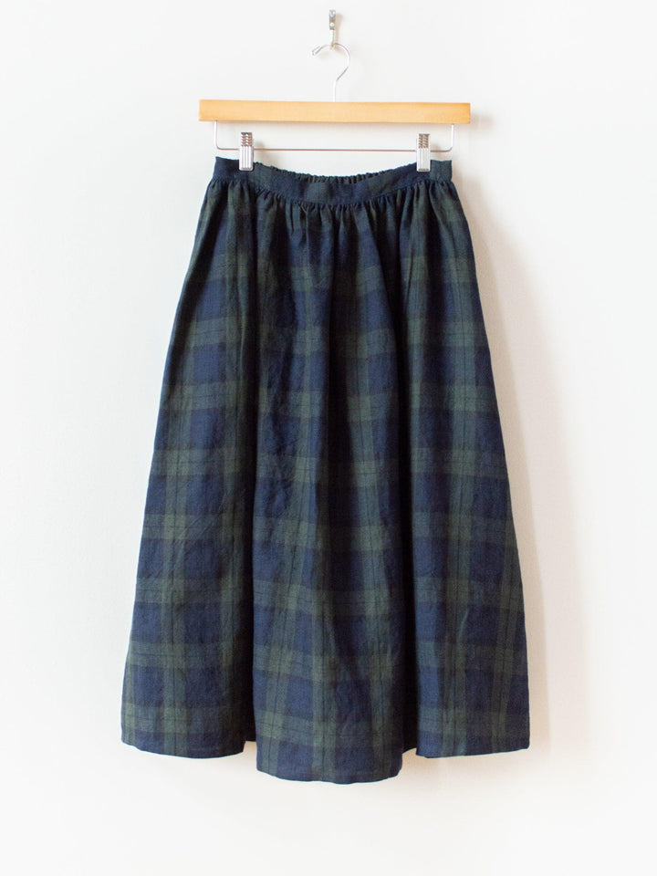 Namu Shop - Ichi Antiquites Linen Tartan Skirt - Olive x Navy
