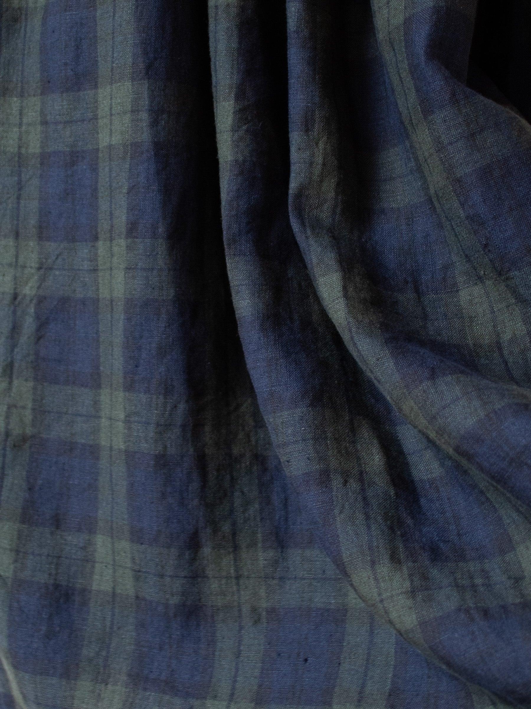 Namu Shop - Ichi Antiquites Linen Tartan Skirt - Olive x Navy