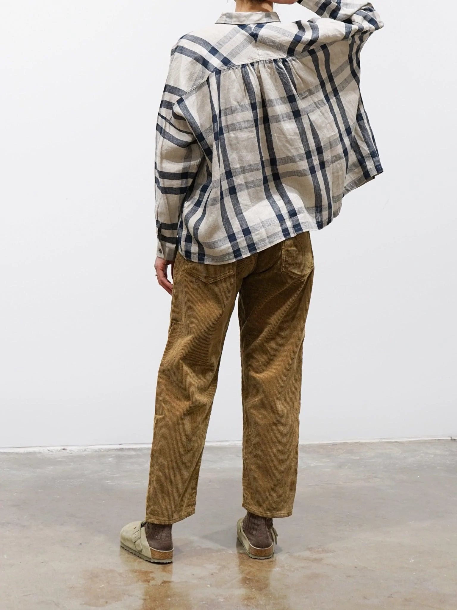 Namu Shop - Ichi Antiquites Linen Twill Check Shirt - Natural x Brown