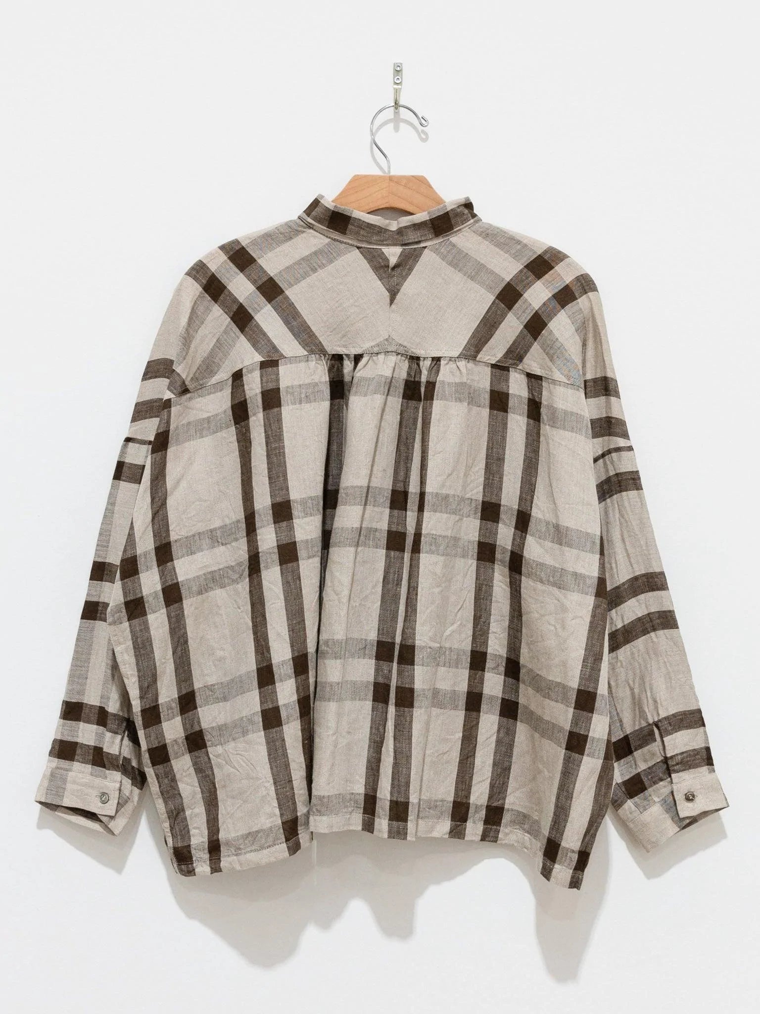 Namu Shop - Ichi Antiquites Linen Twill Check Shirt - Natural x Brown