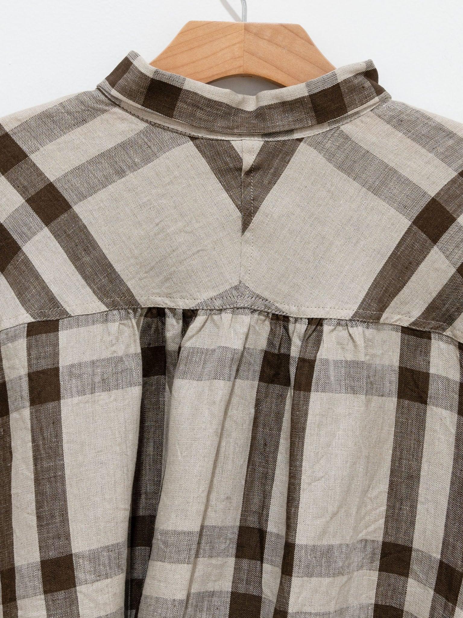 Namu Shop - Ichi Antiquites Linen Twill Check Shirt - Natural x Brown