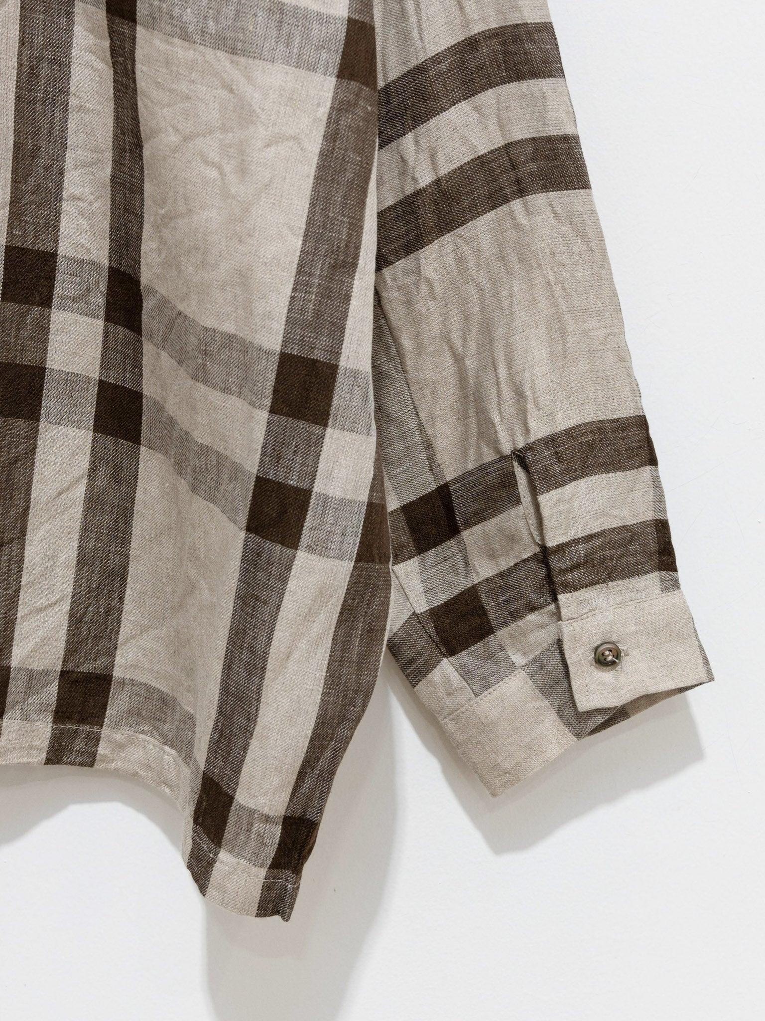 Namu Shop - Ichi Antiquites Linen Twill Check Shirt - Natural x Brown
