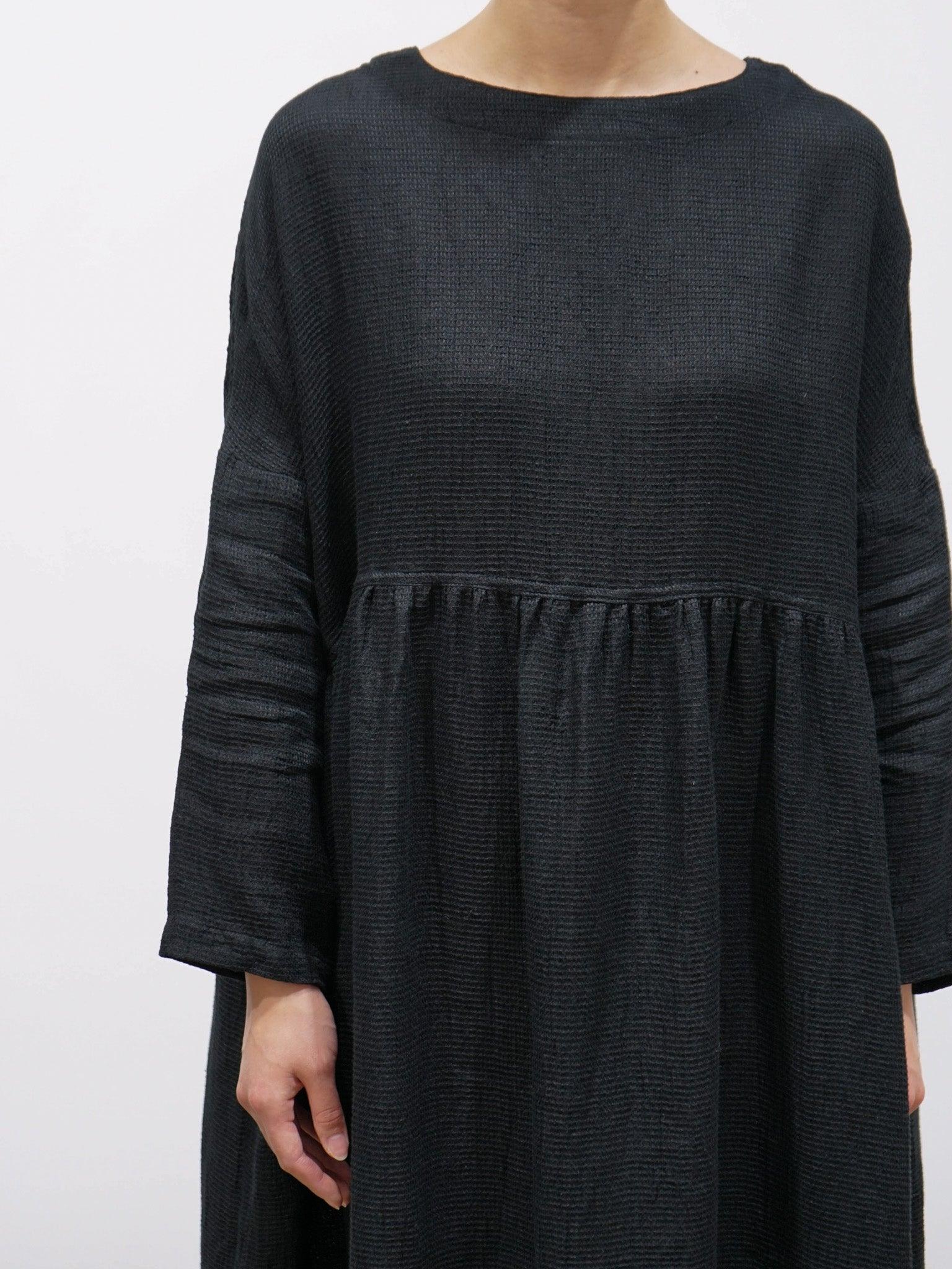Namu Shop - Ichi Antiquites Linen Waffle Dress - Black
