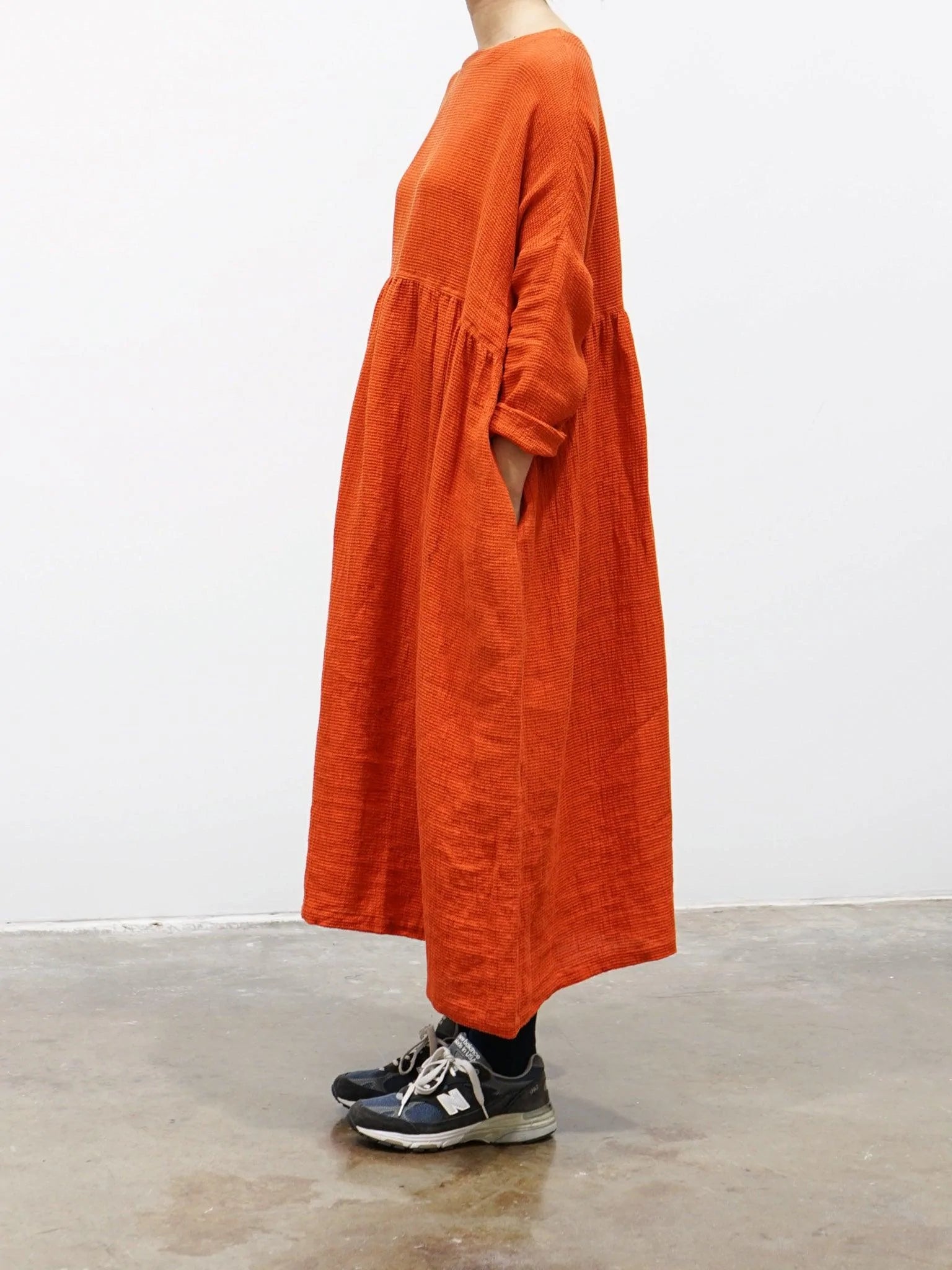 Namu Shop - Ichi Antiquites Linen Waffle Dress - Orange