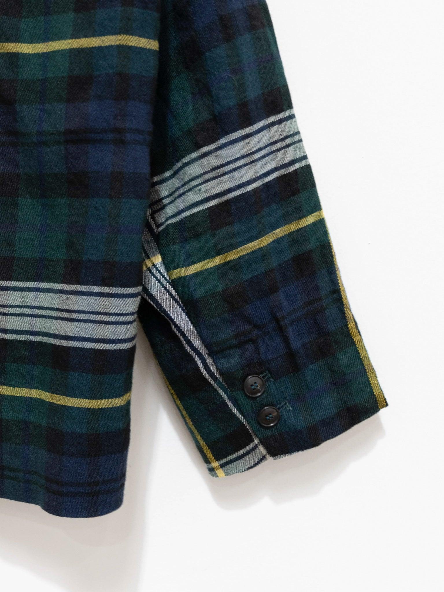 Namu Shop - Ichi Antiquites Linen Wool Tartan Jacket - Navy