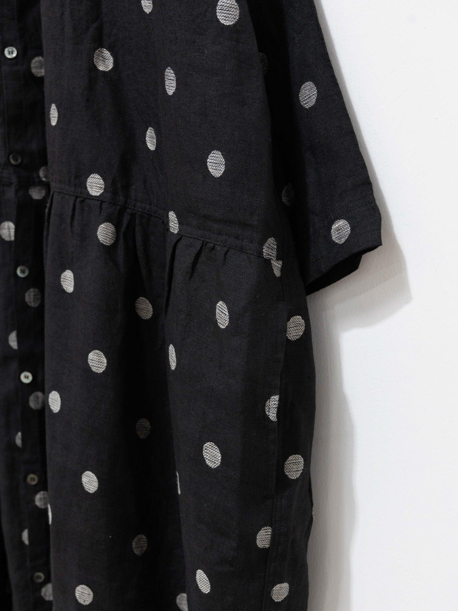 Namu Shop - Ichi Antiquites Organic Linen Dot Shirt Dress - Black