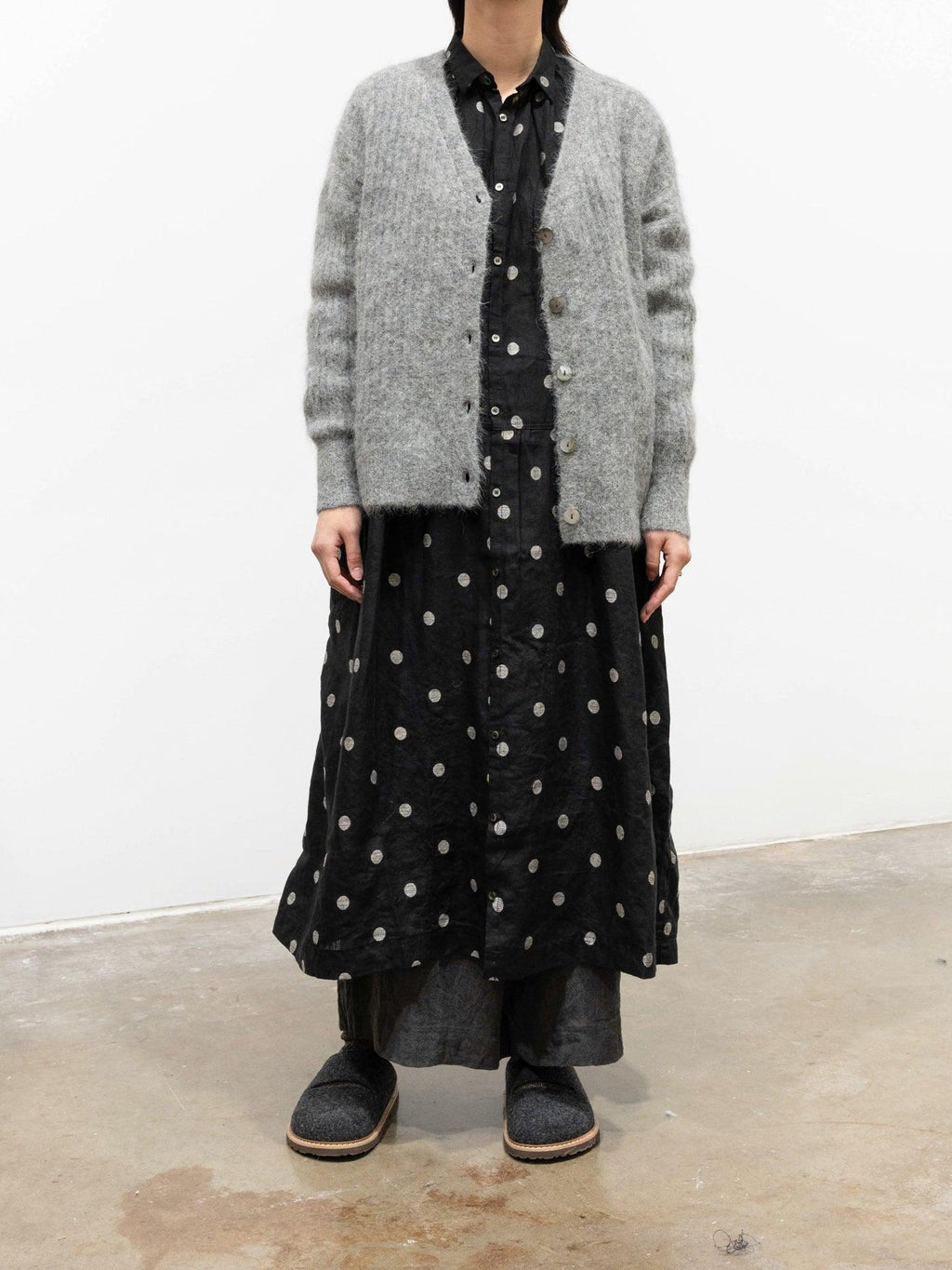 Namu Shop - Ichi Antiquites Rib Stitch Cardigan - Gray
