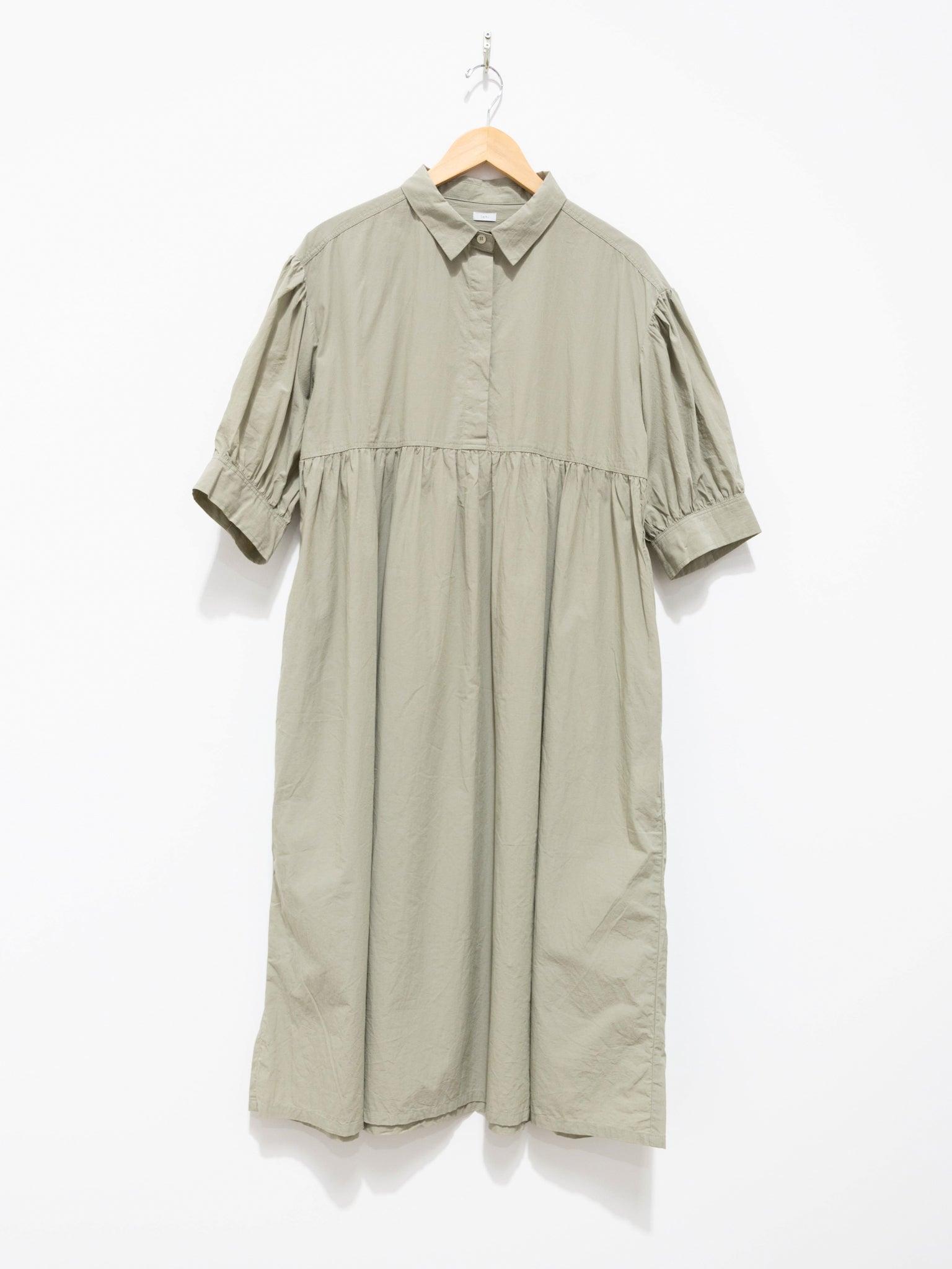 Namu Shop - Ichi Antiquites Textured Cotton SS Shirt Dress - Green