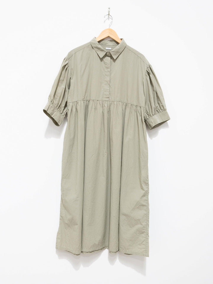 Namu Shop - Ichi Antiquites Textured Cotton SS Shirt Dress - Green