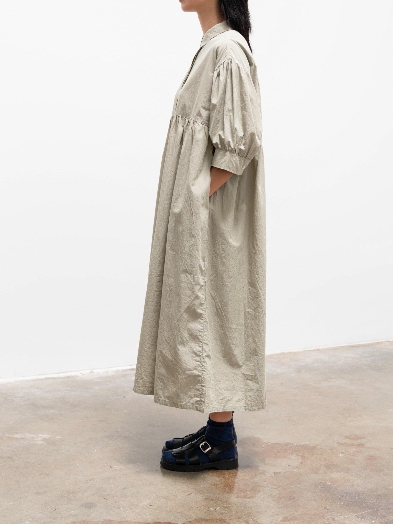 Namu Shop - Ichi Antiquites Textured Cotton SS Shirt Dress - Green
