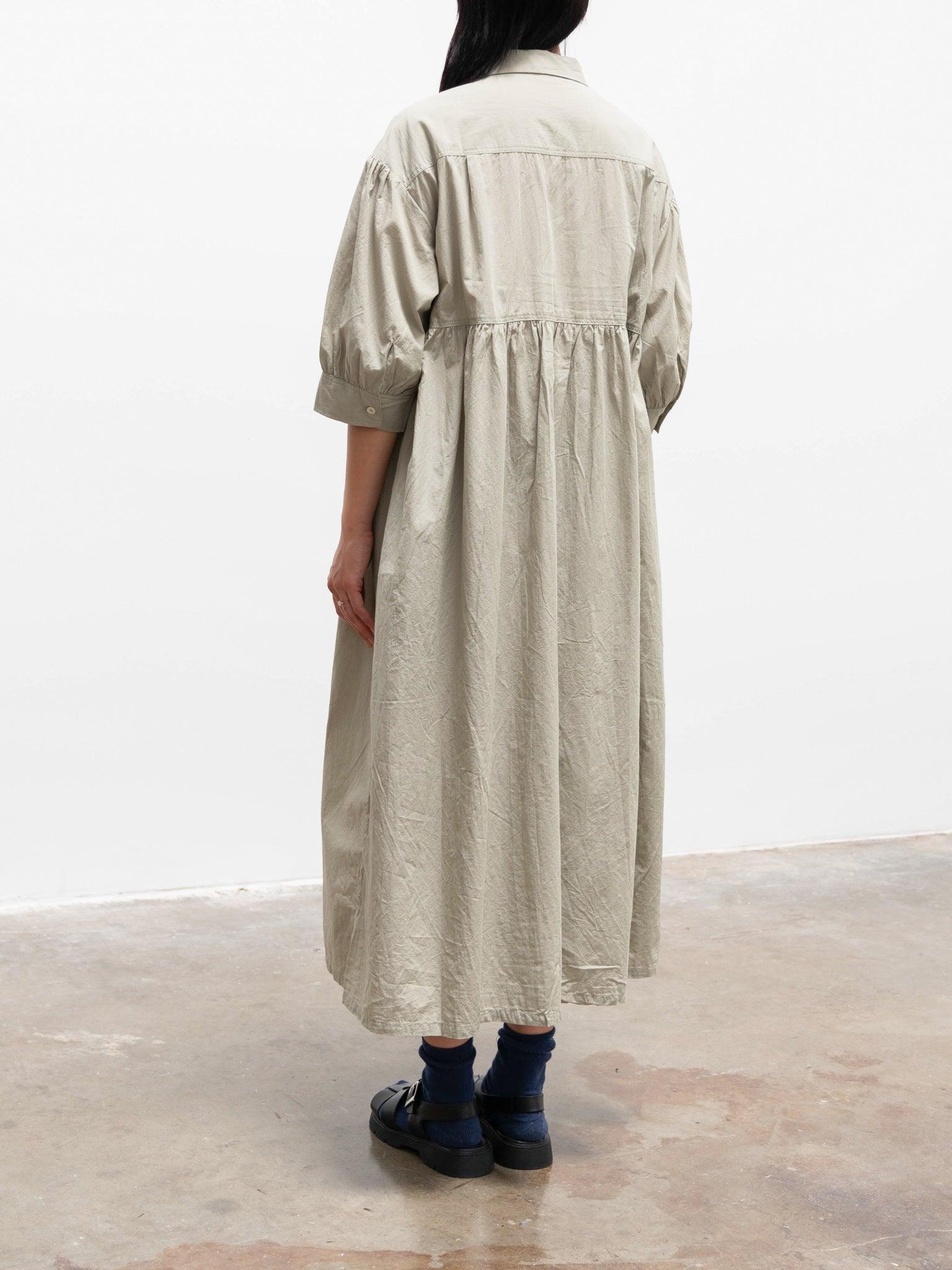 Namu Shop - Ichi Antiquites Textured Cotton SS Shirt Dress - Green