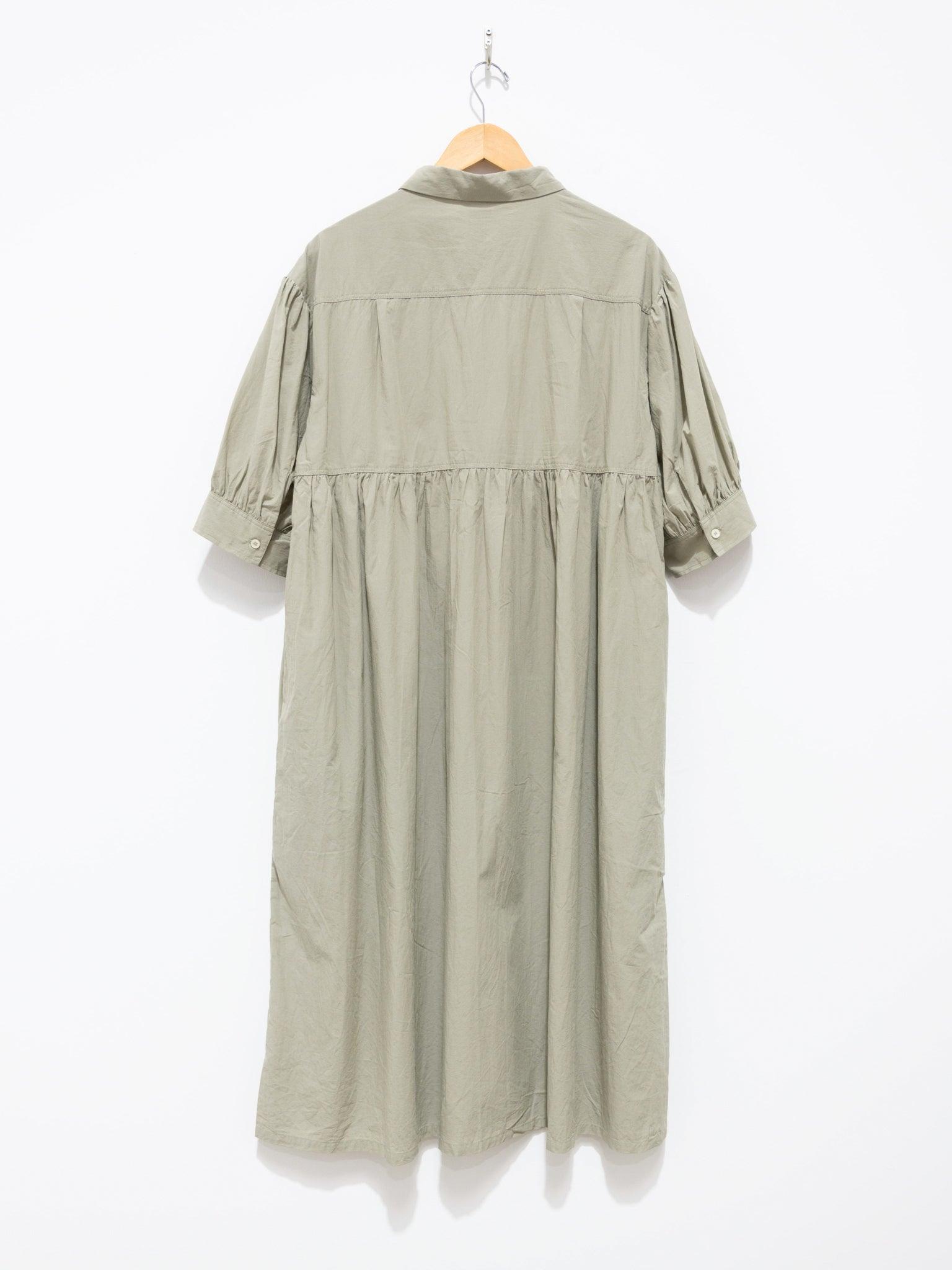 Namu Shop - Ichi Antiquites Textured Cotton SS Shirt Dress - Green