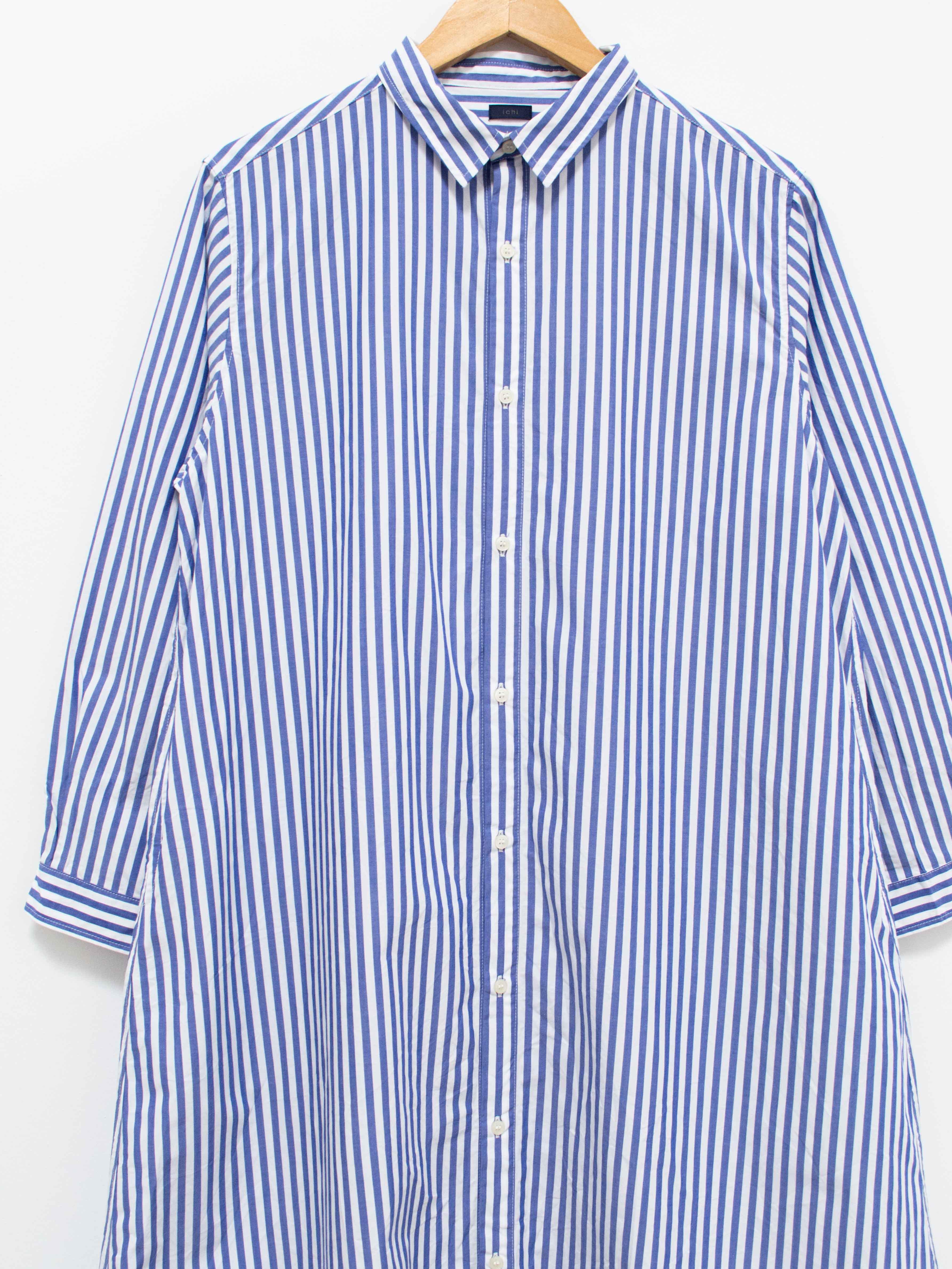 Namu Shop - Ichi Antiquites Typewriter BD Shirt Dress - Blue Stripes