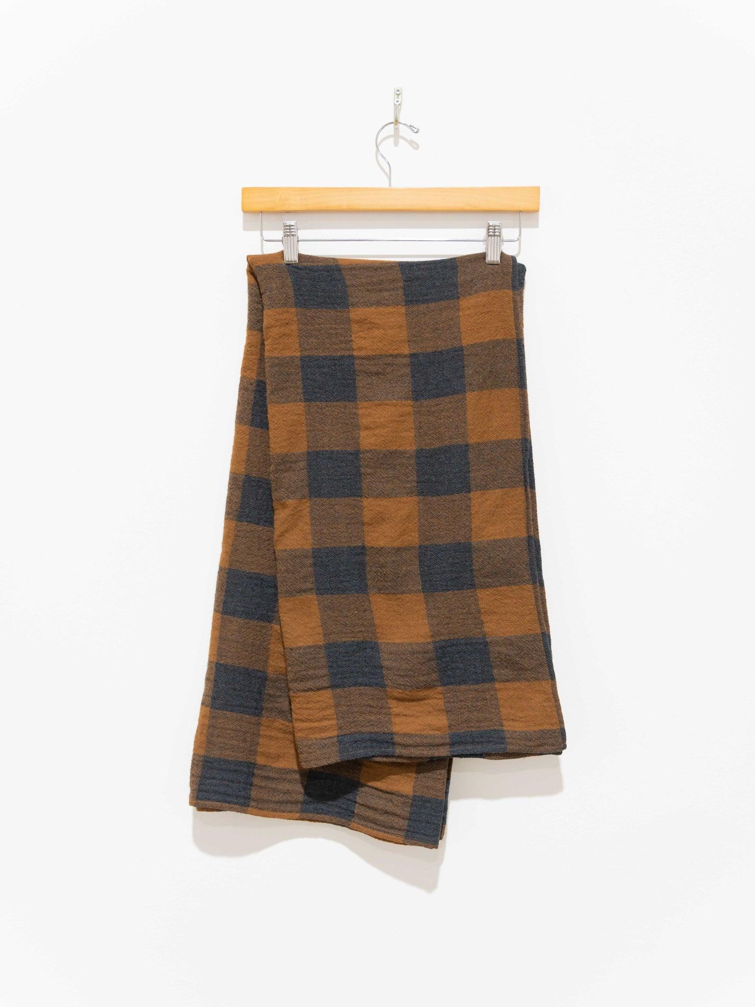 Namu Shop - Ichi Antiquites Wool Gauze Block Check Stole - Camel