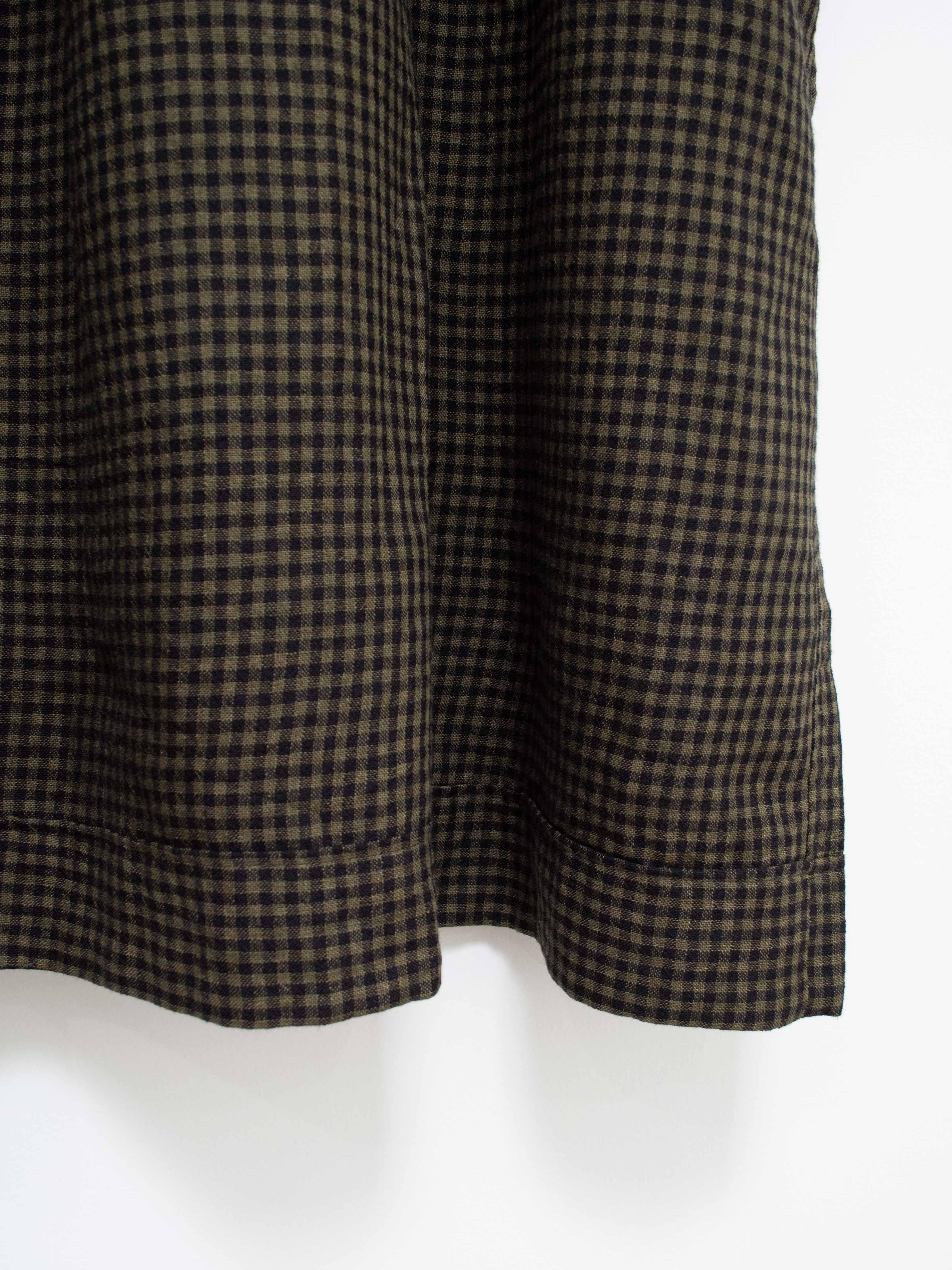 Namu Shop - Ichi Antiquites Wool Linen Gingham Dress - Olive x Black