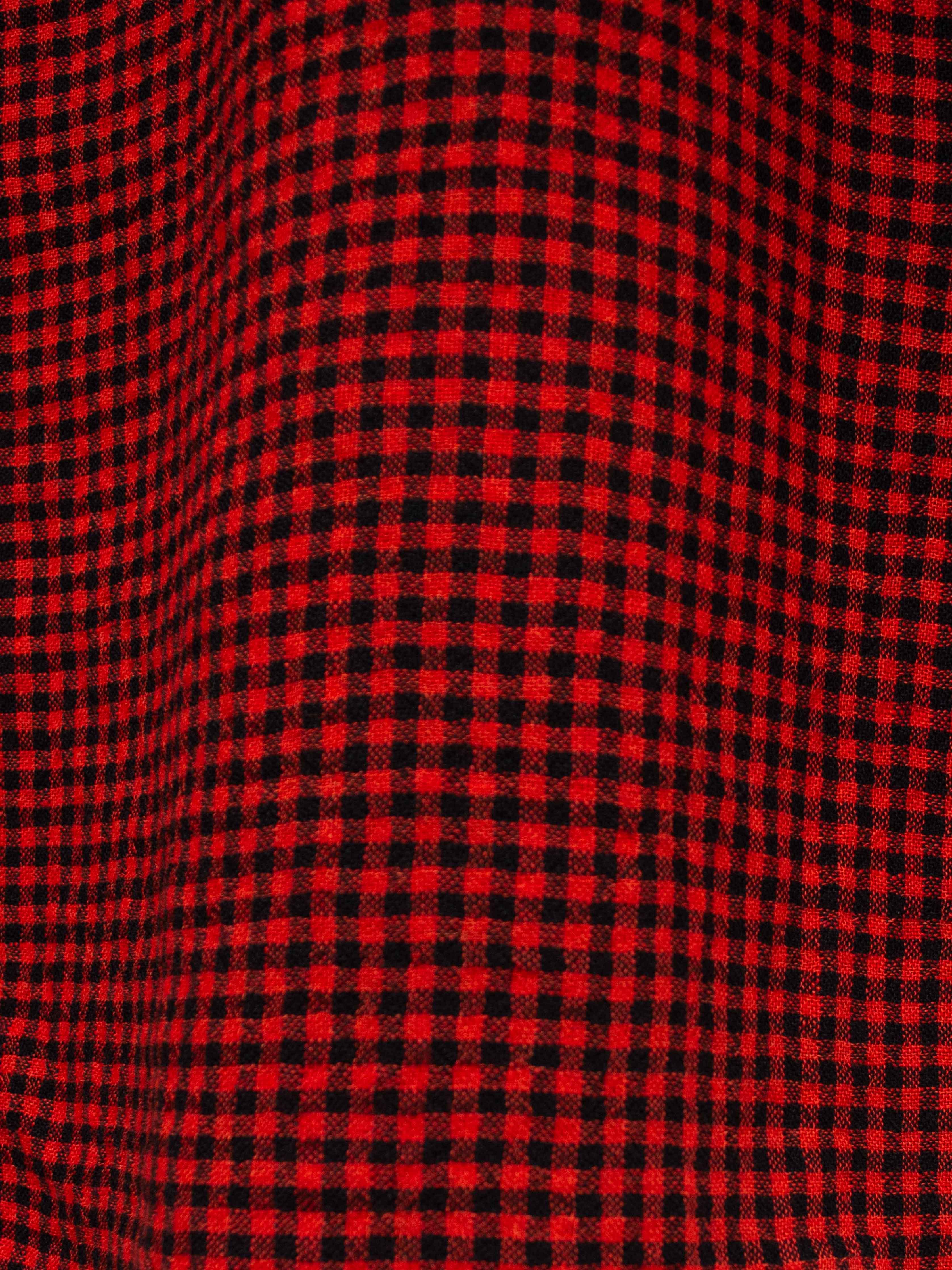 Namu Shop - Ichi Antiquites Wool Linen Gingham Stole - Red x Black