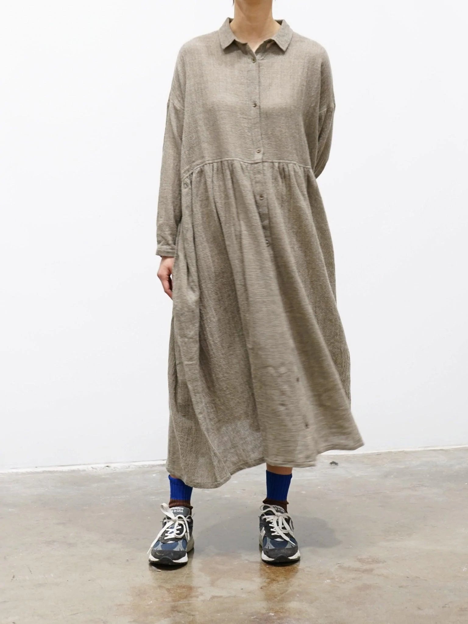 Namu Shop - Ichi Antiquites Wool Shirt Dress - Beige