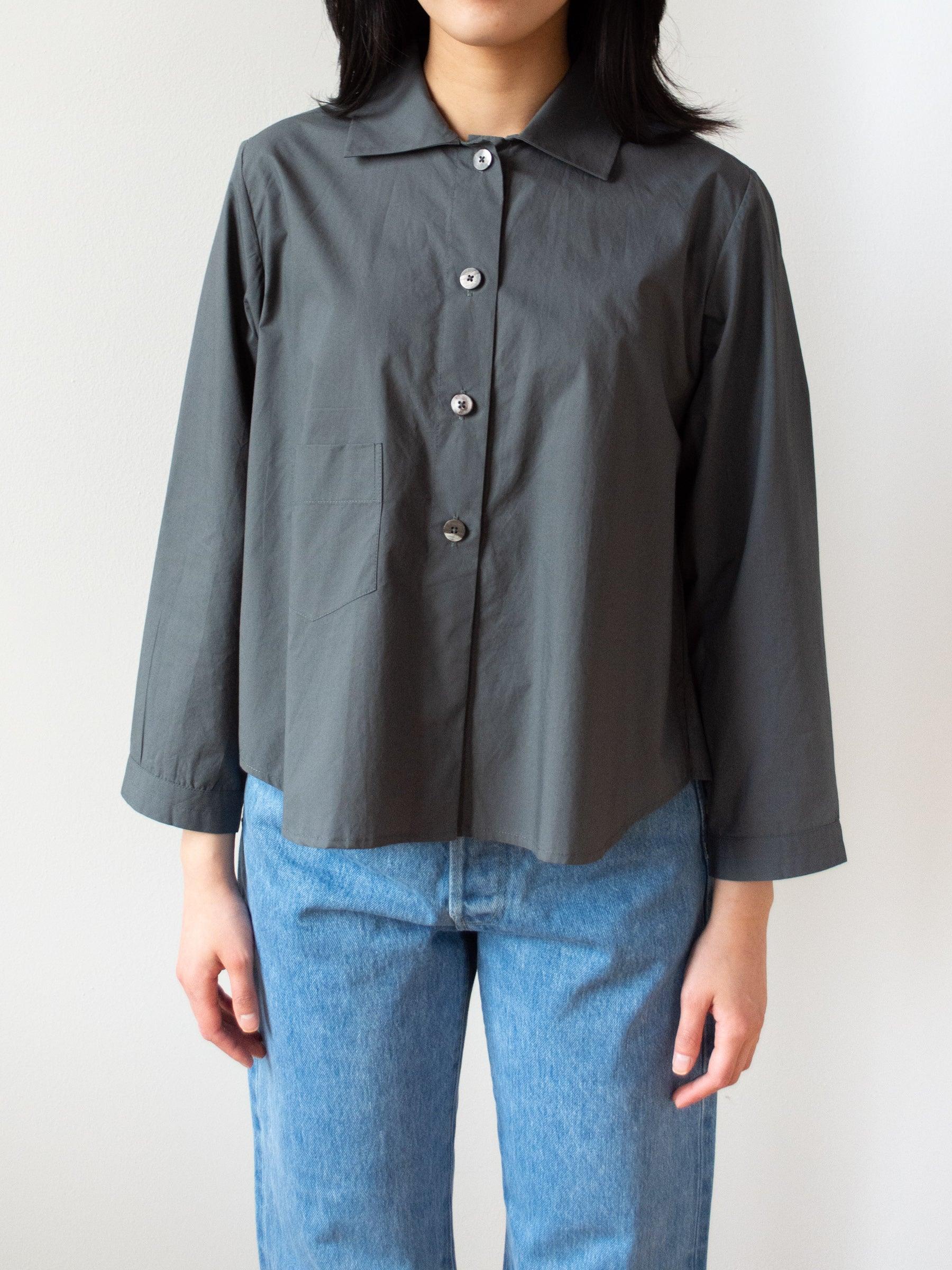 Namu Shop - Jan Machenhauer Kiki Shirt - Green Slate Cotton Poplin