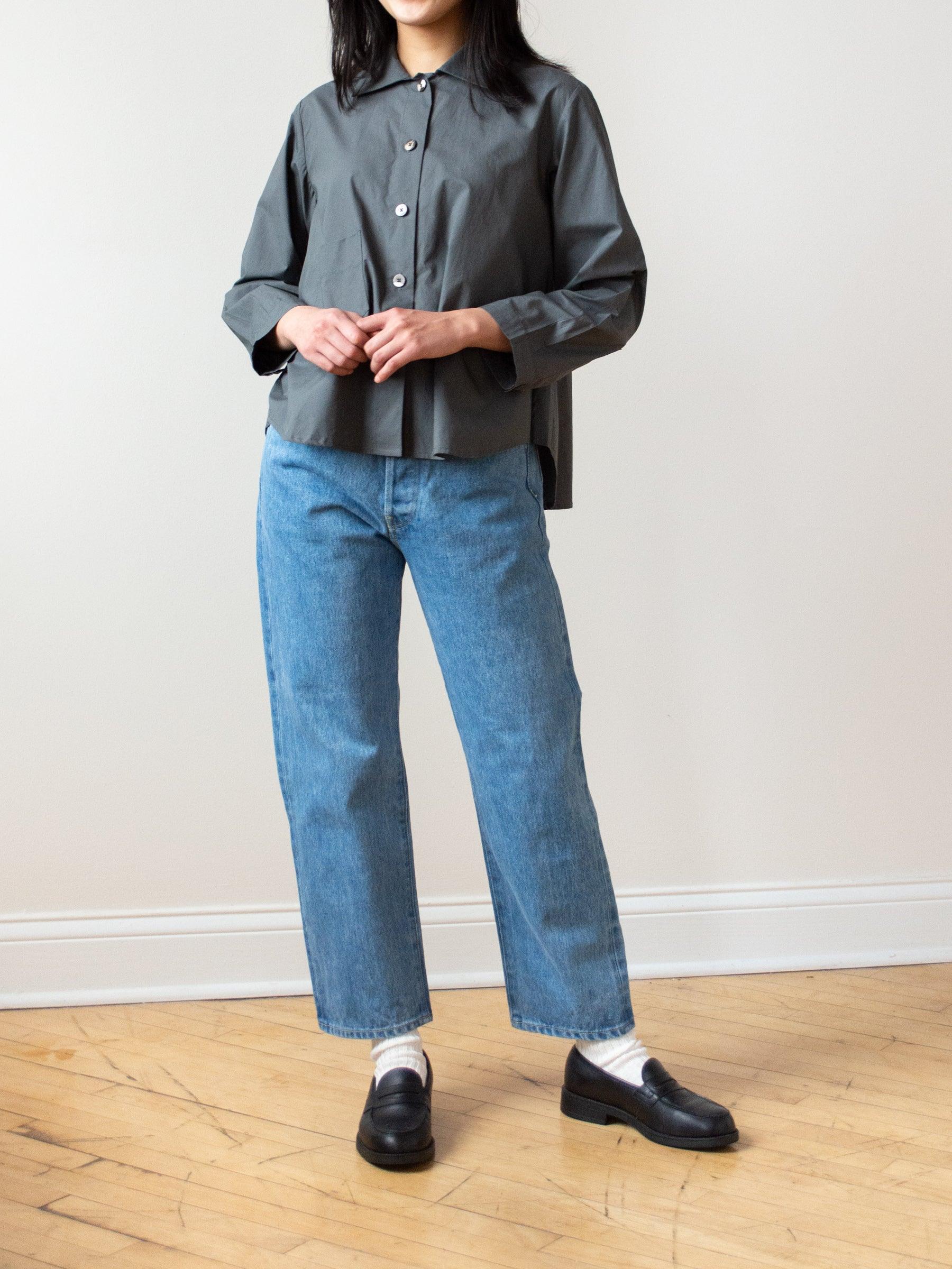 Namu Shop - Jan Machenhauer Kiki Shirt - Green Slate Cotton Poplin