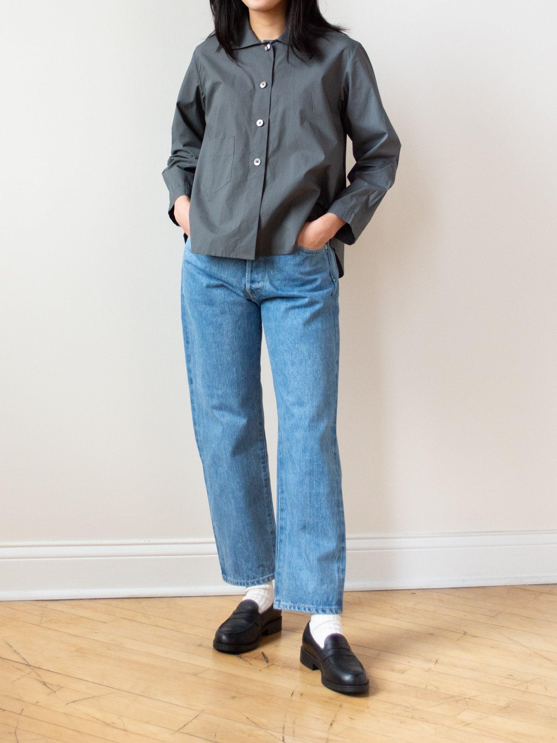 Namu Shop - Jan Machenhauer Kiki Shirt - Green Slate Cotton Poplin