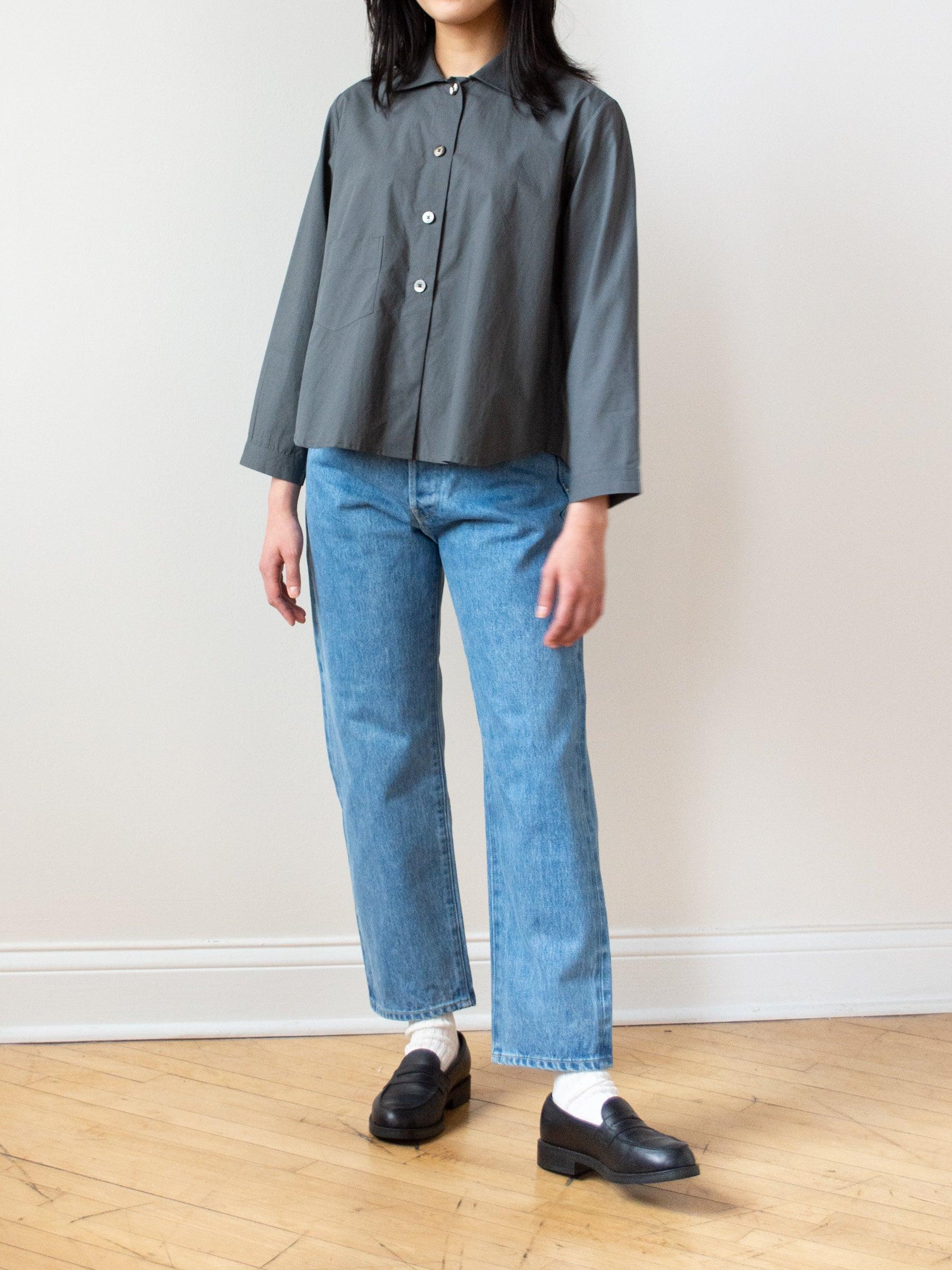 Namu Shop - Jan Machenhauer Kiki Shirt - Green Slate Cotton Poplin