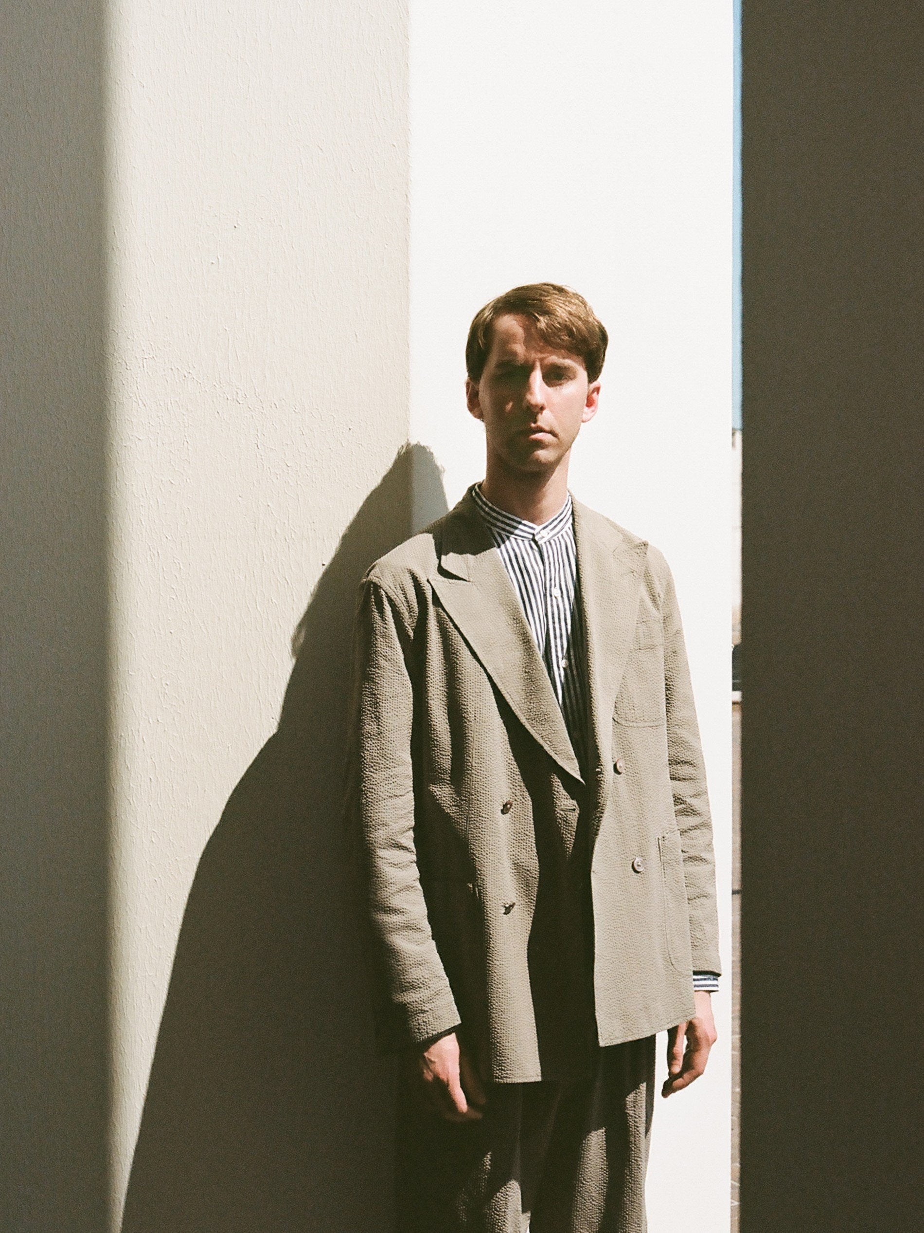 Namu Shop - Kaptain Sunshine Fieldwrap Double-Breasted Jacket - Beige x Gray