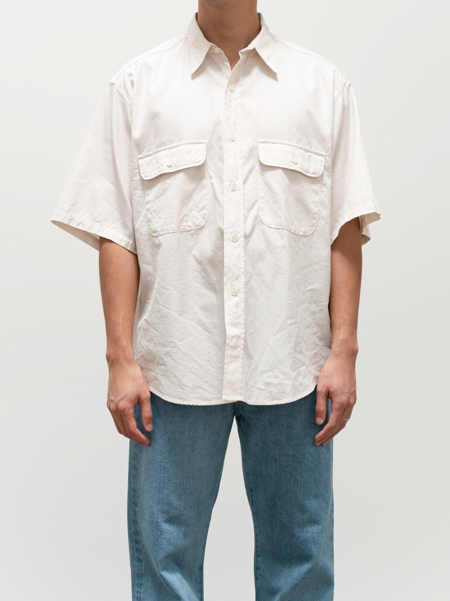 Namu Shop - Kaptain Sunshine Finx Cotton Oxford Chambray SS Work Shirt - Ivory