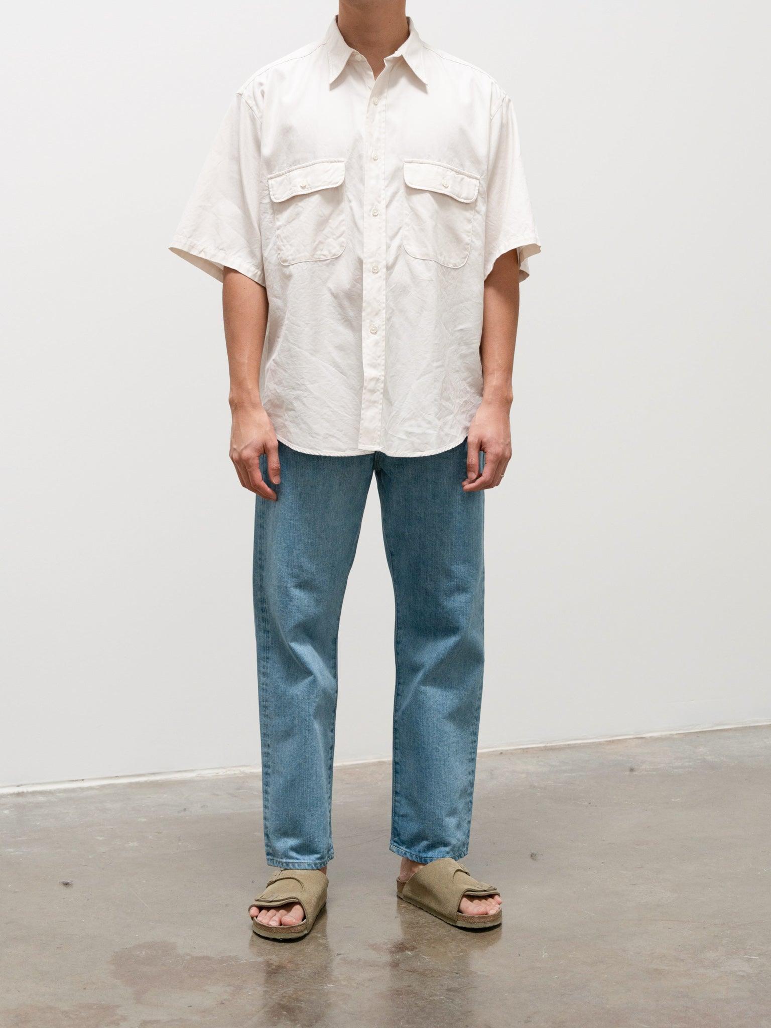 Namu Shop - Kaptain Sunshine Finx Cotton Oxford Chambray SS Work Shirt - Ivory