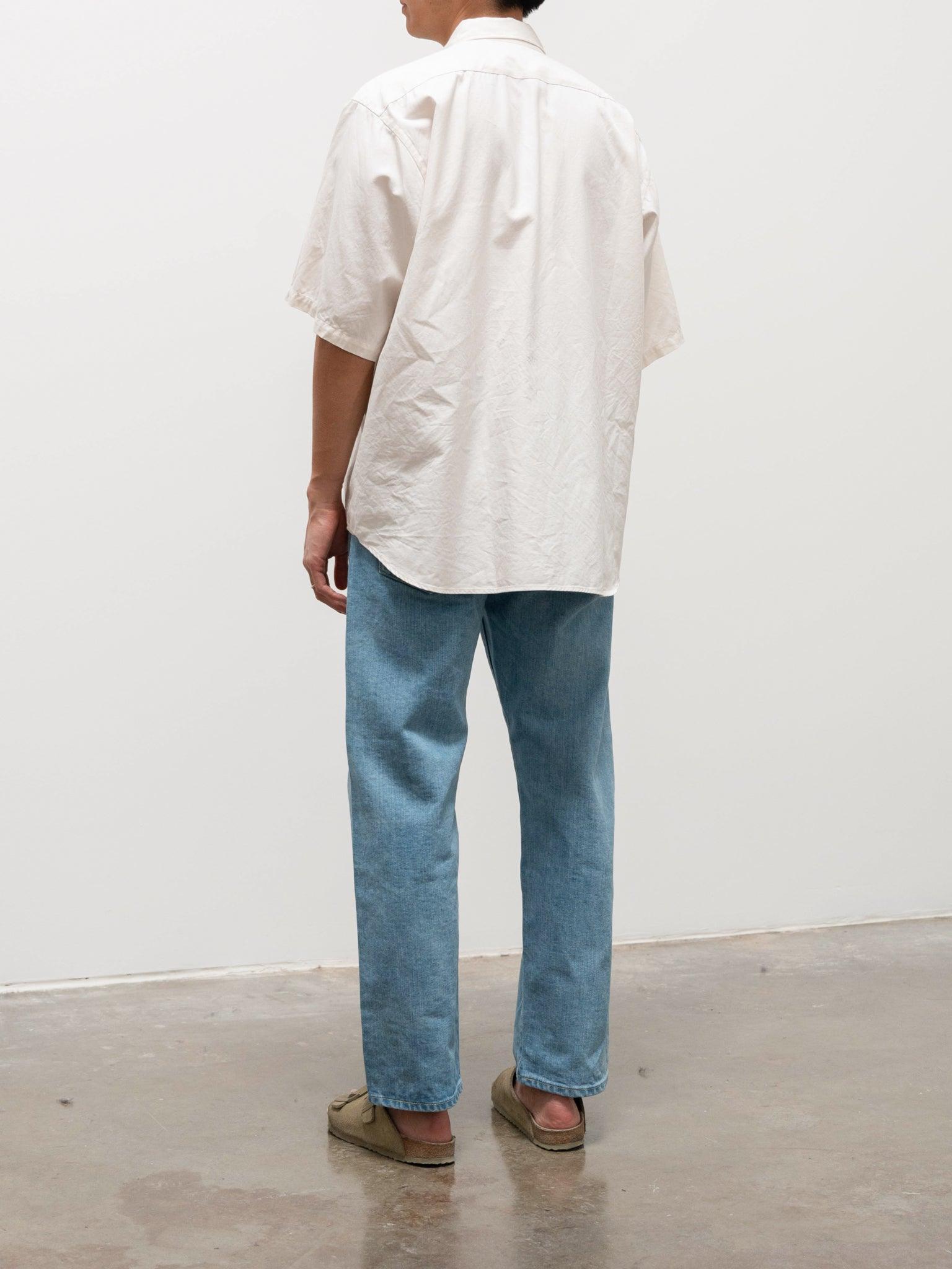 Namu Shop - Kaptain Sunshine Finx Cotton Oxford Chambray SS Work Shirt - Ivory