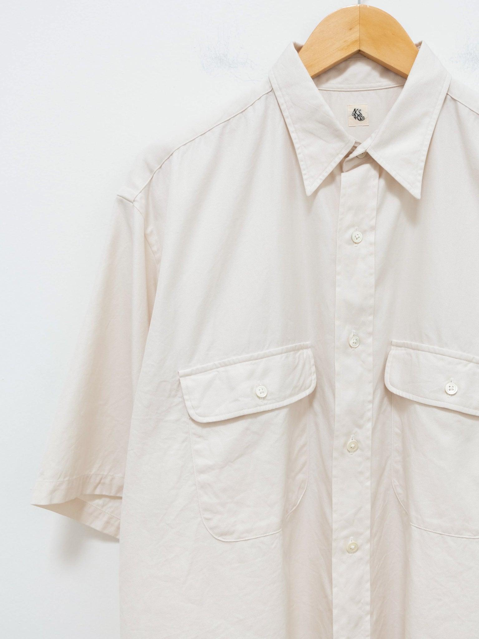 Namu Shop - Kaptain Sunshine Finx Cotton Oxford Chambray SS Work Shirt - Ivory