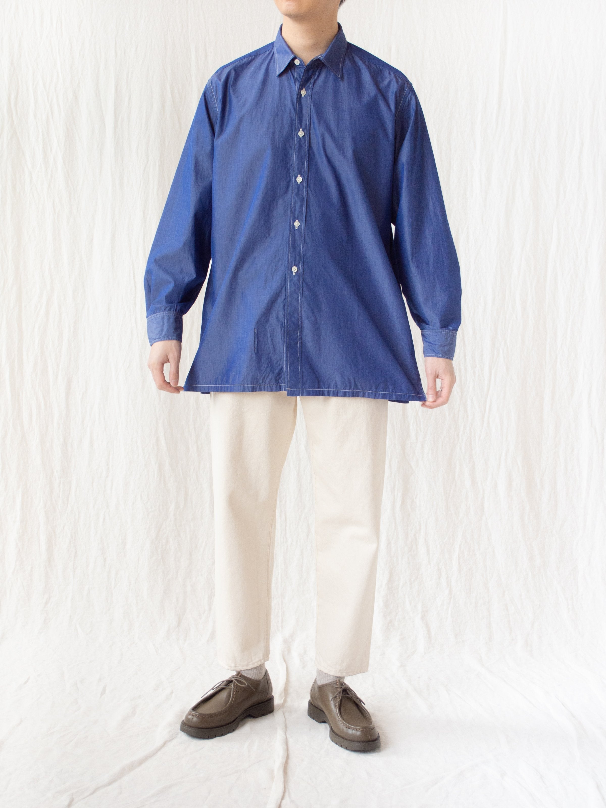 Namu Shop - Kaptain Sunshine Regular Collar Shirt - Blue Chambray