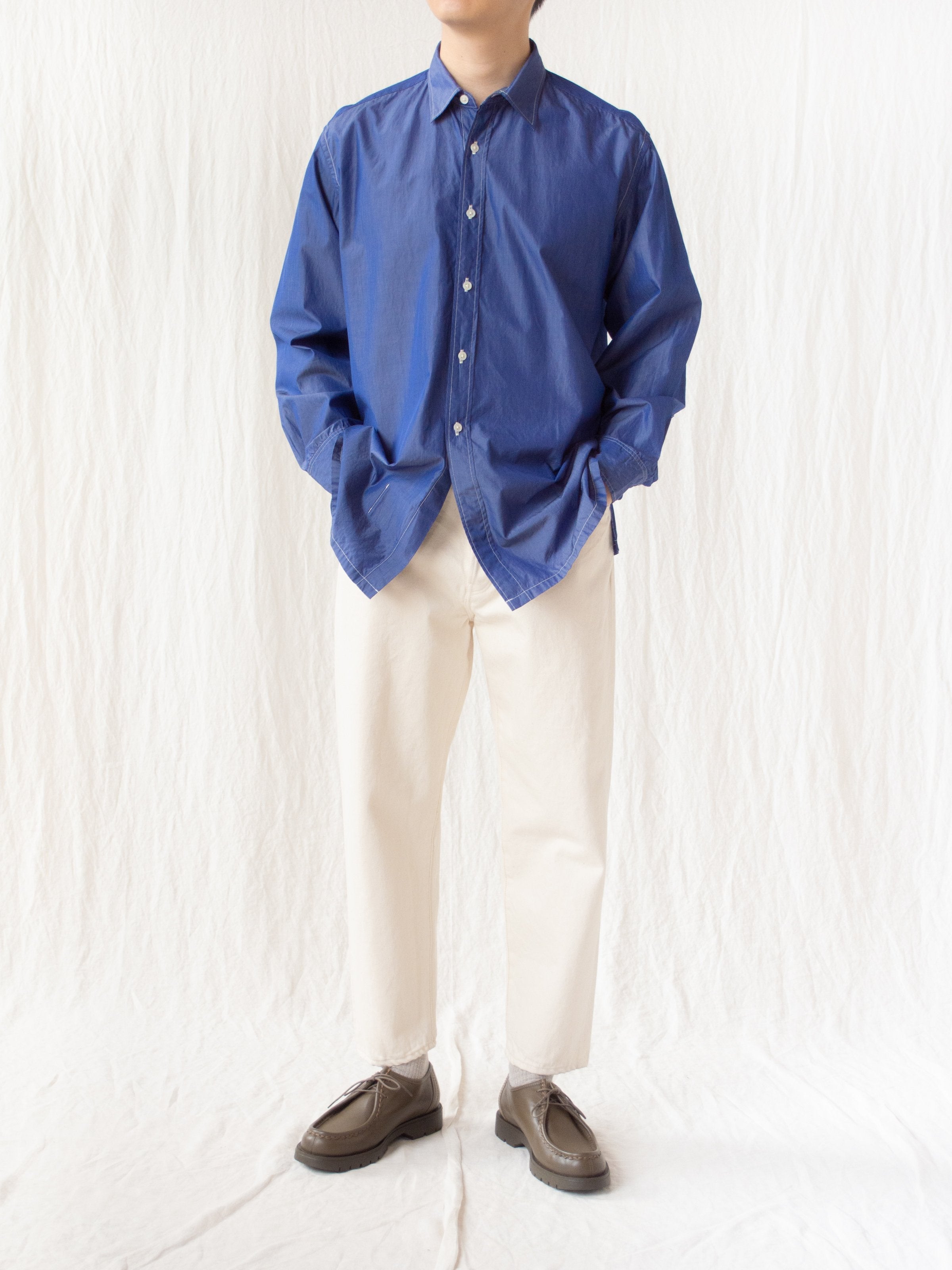 Namu Shop - Kaptain Sunshine Regular Collar Shirt - Blue Chambray