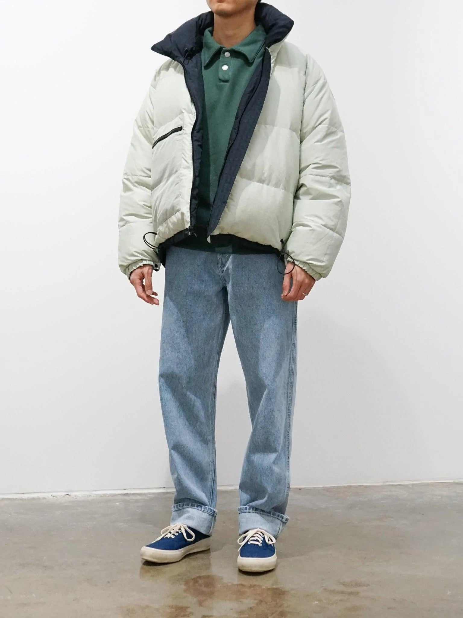 Namu Shop - Kaptain Sunshine Reversible Mont Blanc Puffer Down Jacket - Navy/Mint
