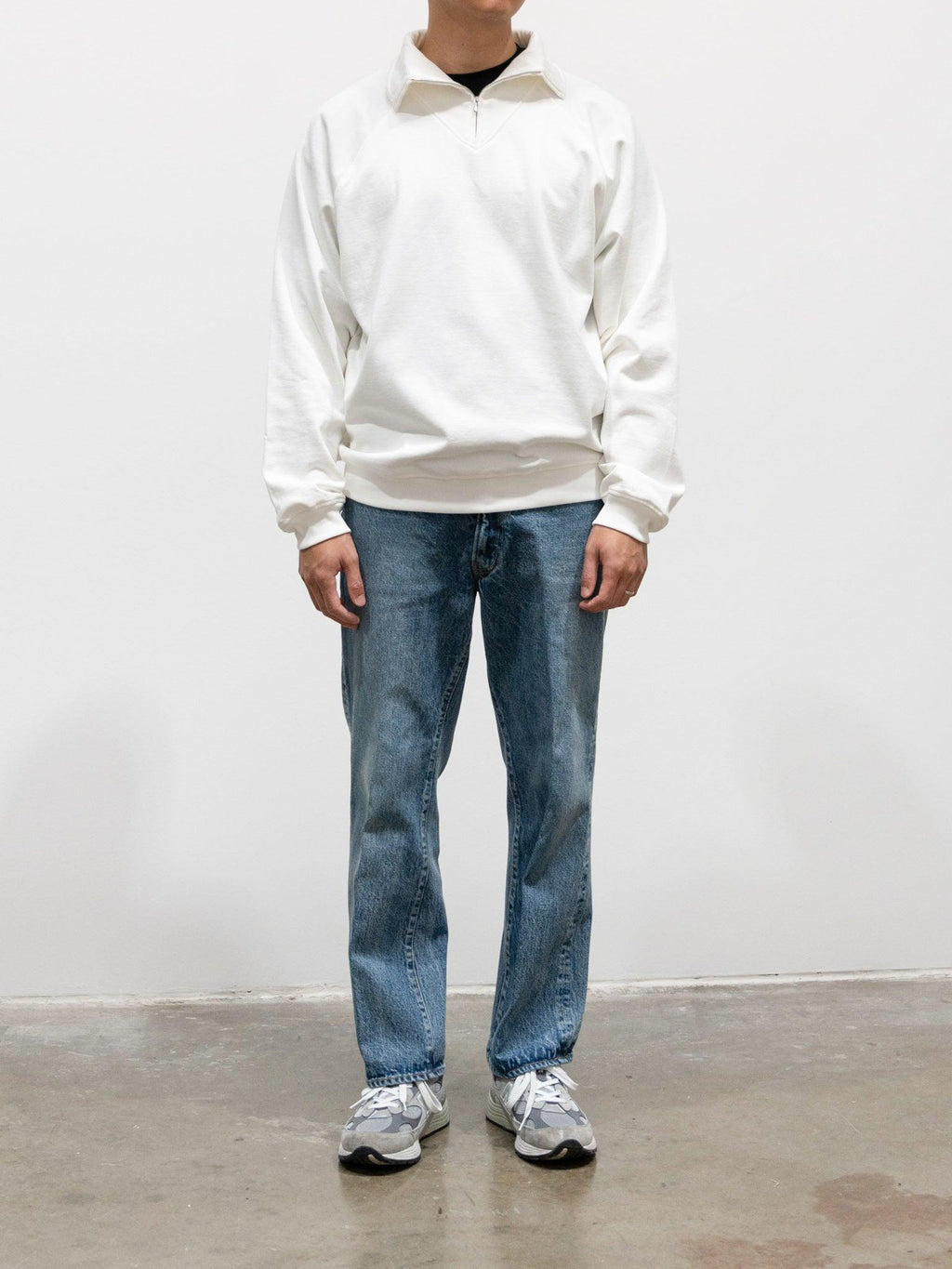 Namu Shop - Kaptain Sunshine Sea Island Cotton Sweat Halfzip Pullover - White