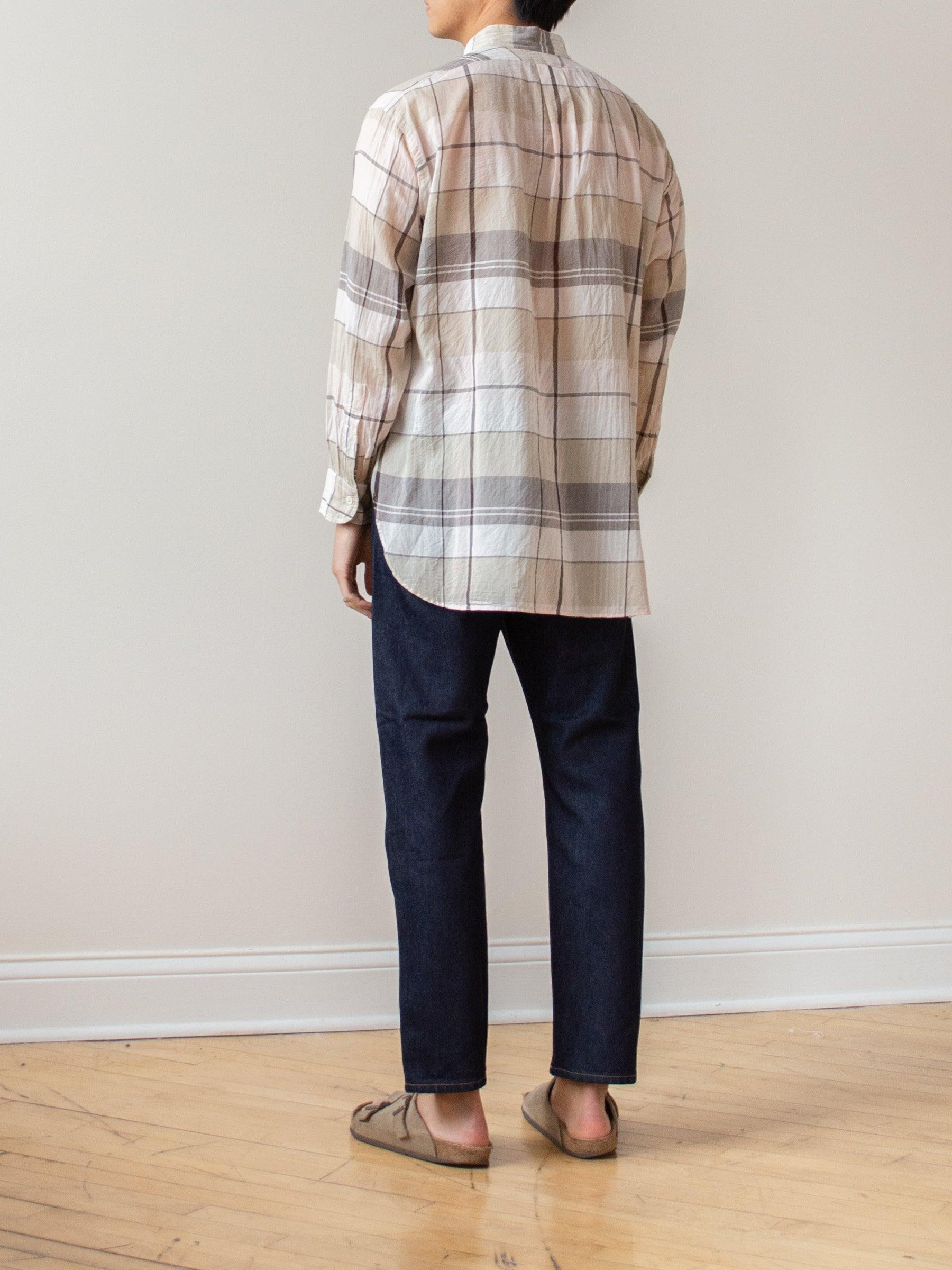 Namu Shop - Kaptain Sunshine Stand Collar Safari Shirt - Big Plaid