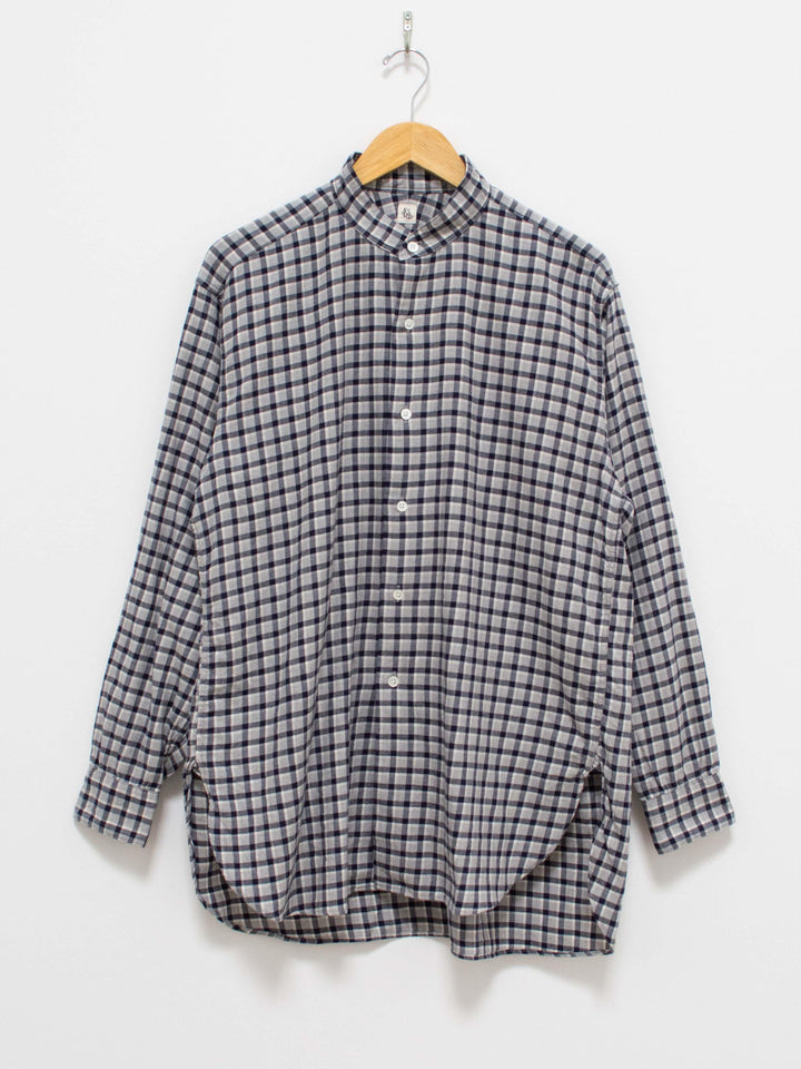 Namu Shop - Kaptain Sunshine Suvin Cashmere Flannel Stand Collar Shirt - Navy Plaid