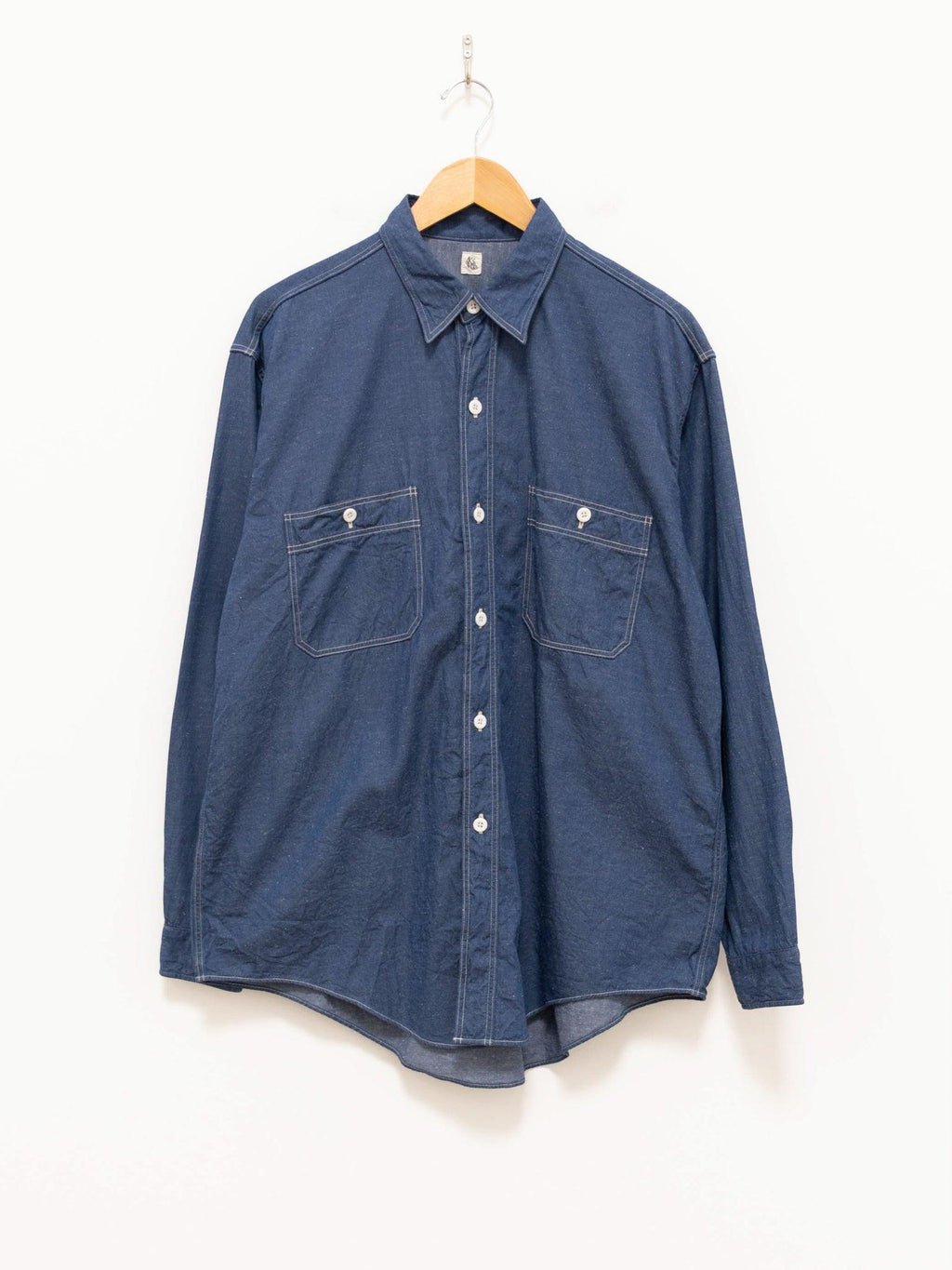 Namu Shop - Kaptain Sunshine Suvin Hemp Light Denim Work Shirt - Blue